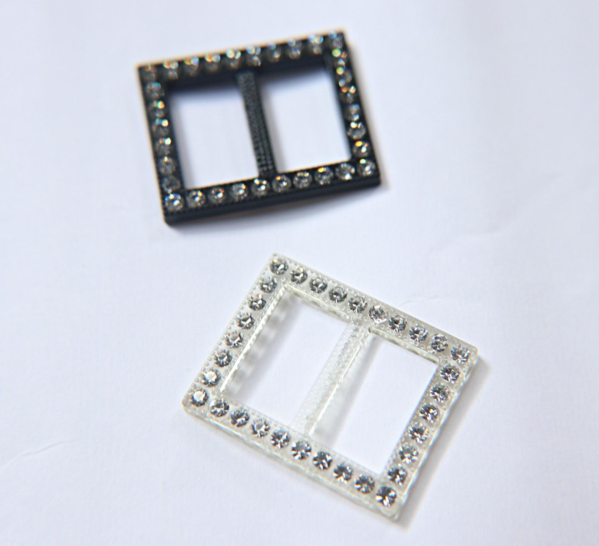 Swarovski Buckle - Clear/Black, rectangle clothing accessories, tailoring, belts, embellishments, wedding decorations, crafts supplies