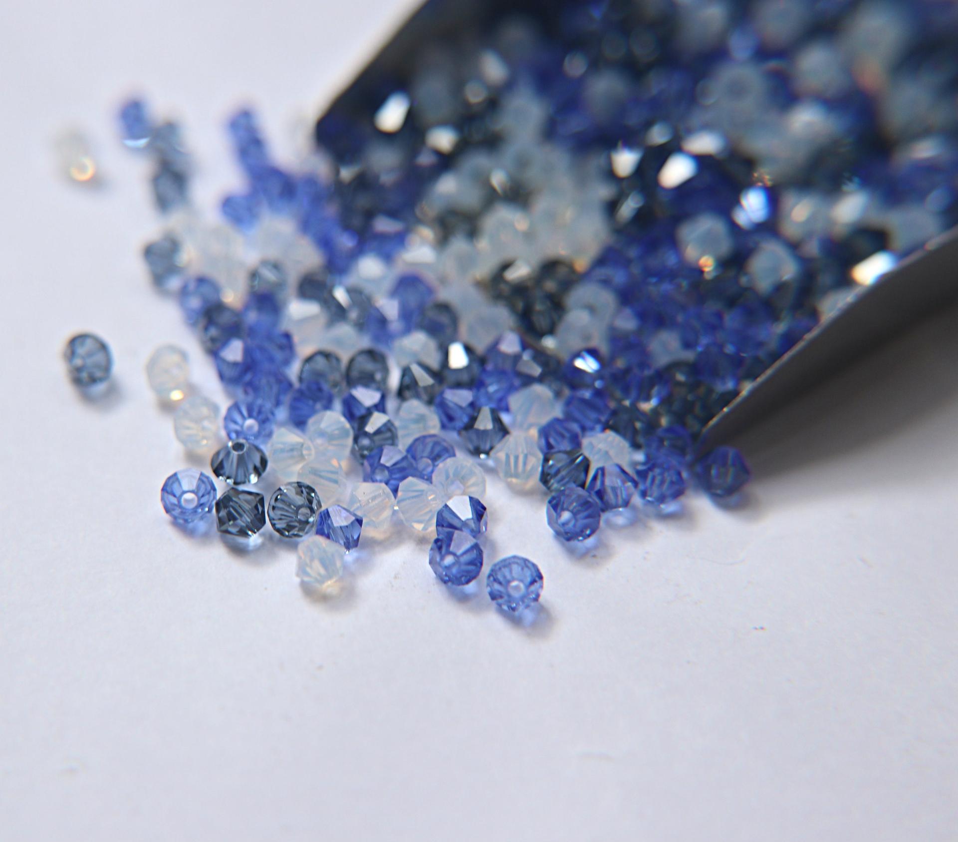3/4 mm Denim Blue Designer Mixes Swarovski Bicone beads 36/72/144/432/720 Pieces loose beads, mix beads, embroidery materials, craft supply