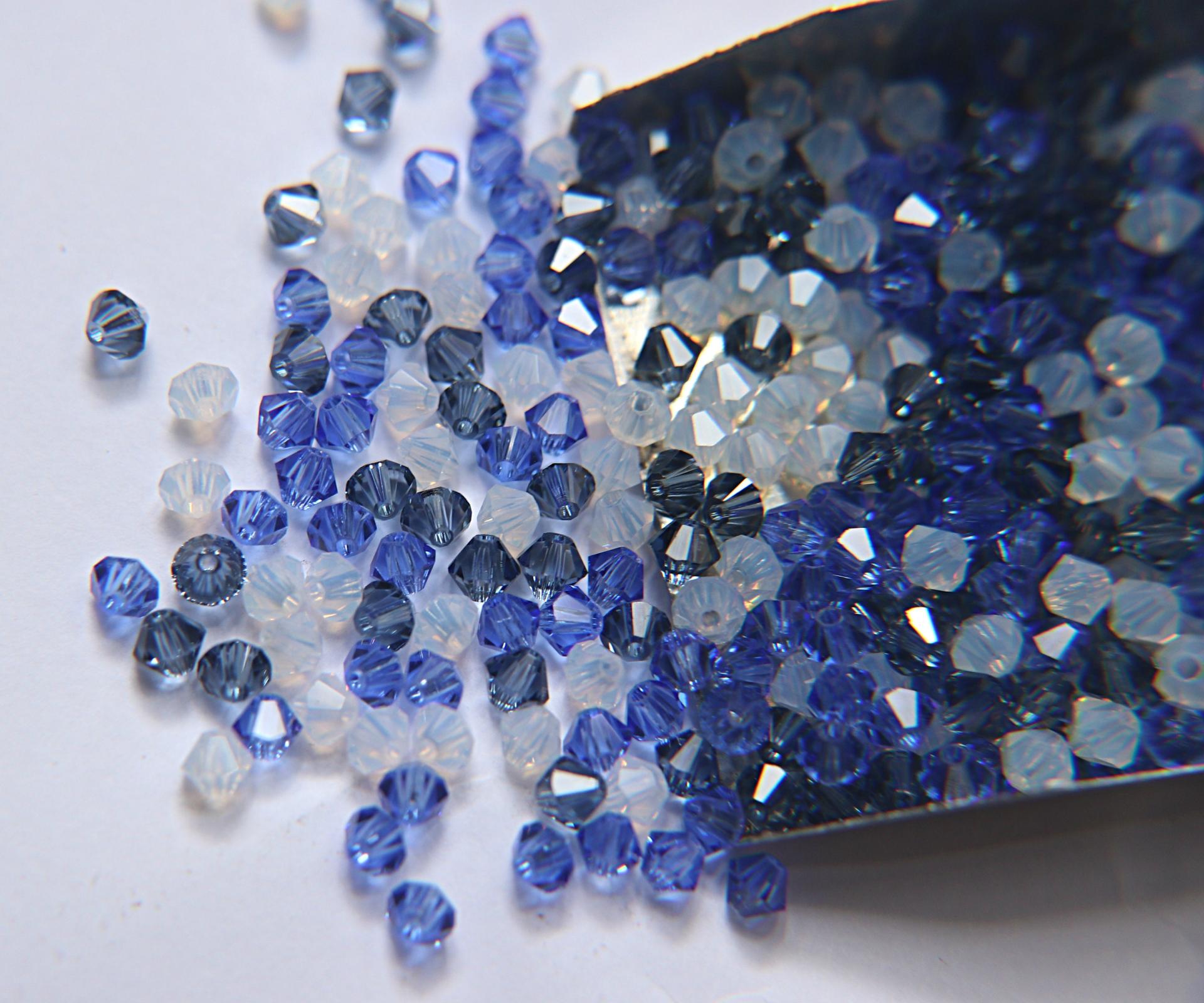 3/4 mm Denim Blue Designer Mixes Swarovski Bicone beads 36/72/144/432/720 Pieces loose beads, mix beads, embroidery materials, craft supply