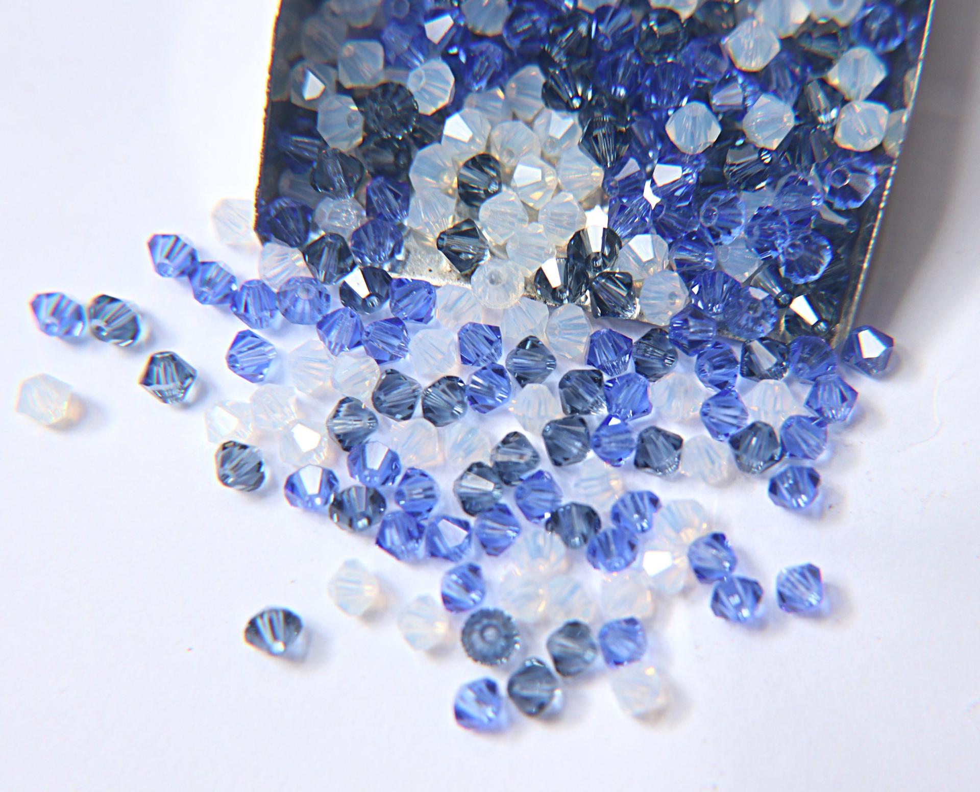 3/4 mm Denim Blue Designer Mixes Swarovski Bicone beads 36/72/144/432/720 Pieces loose beads, mix beads, embroidery materials, craft supply