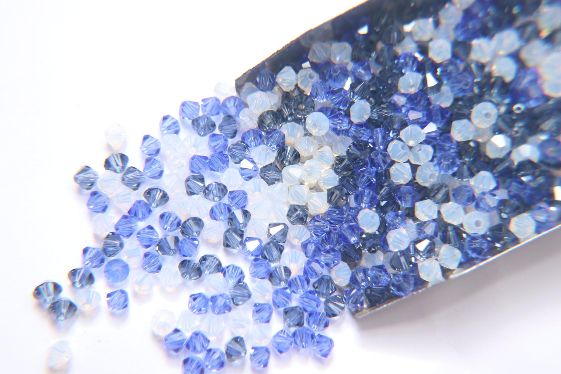 3/4 mm Denim Blue Designer Mixes Swarovski Bicone beads 36/72/144/432/720 Pieces loose beads, mix beads, embroidery materials, craft supply