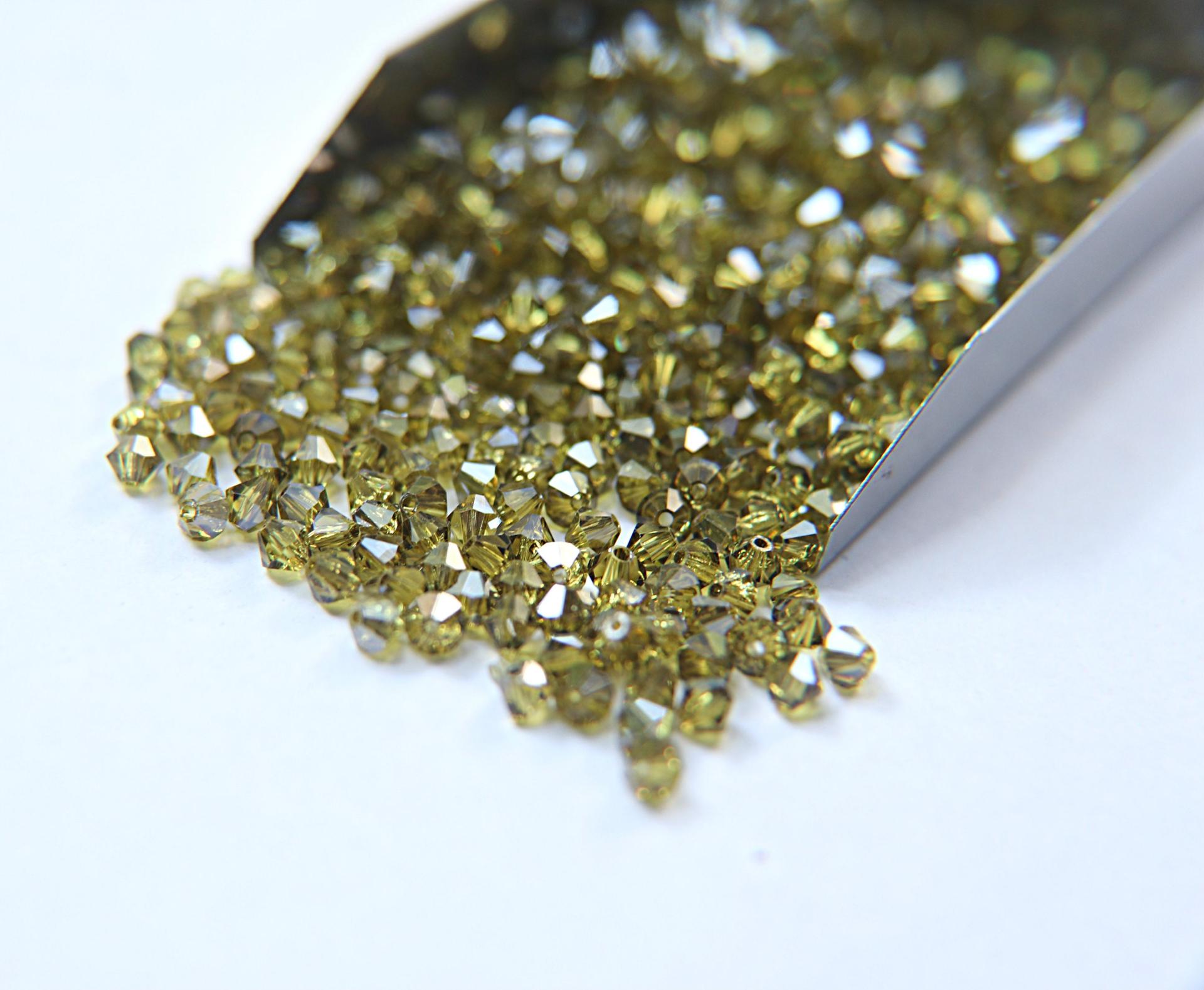 4mm Khaki Satin Swarovski Bicone Cuts Beads 36/72/144/432/720 Pieces jewelry making, loose beads