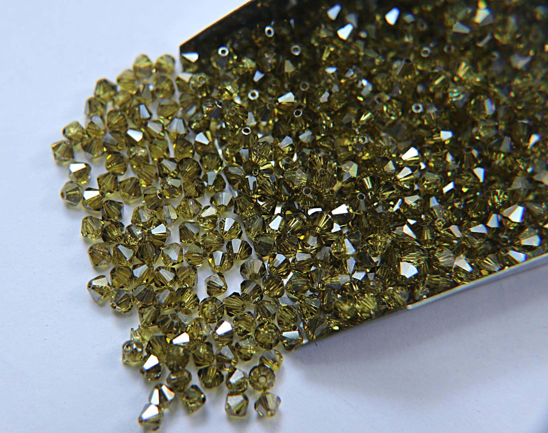 4mm Khaki Satin Swarovski Bicone Cuts Beads 36/72/144/432/720 Pieces jewelry making, loose beads