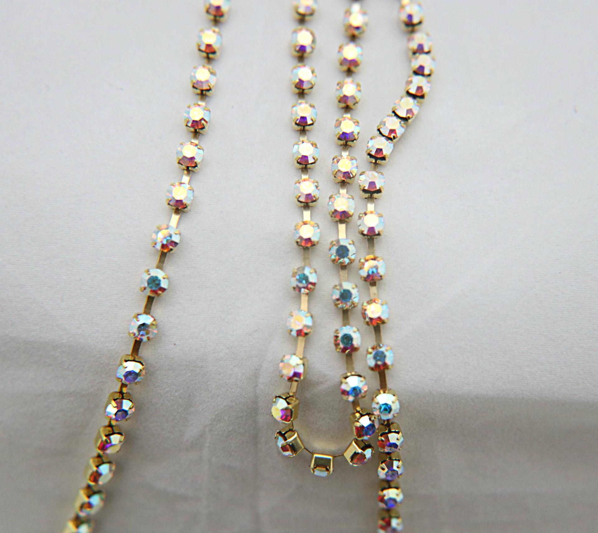 12SS Swarovski Rhinestone Chain in Crystal AB 3mm 0.5/1/2/5 Meters Wedding Bridal Supplies|Jewelry Making|Decoration, strass chains, rare