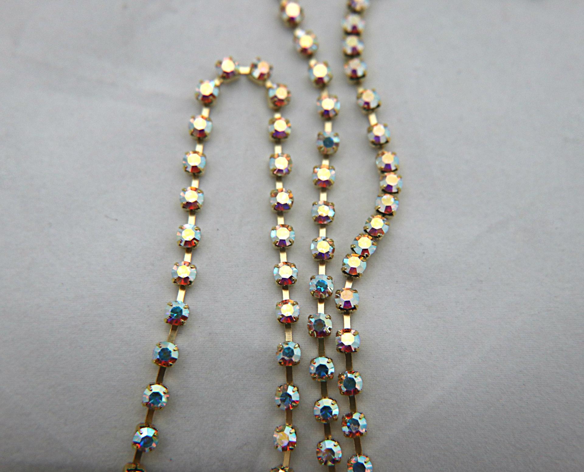 12SS Swarovski Rhinestone Chain in Crystal AB 3mm 0.5/1/2/5 Meters Wedding Bridal Supplies|Jewelry Making|Decoration, strass chains, rare