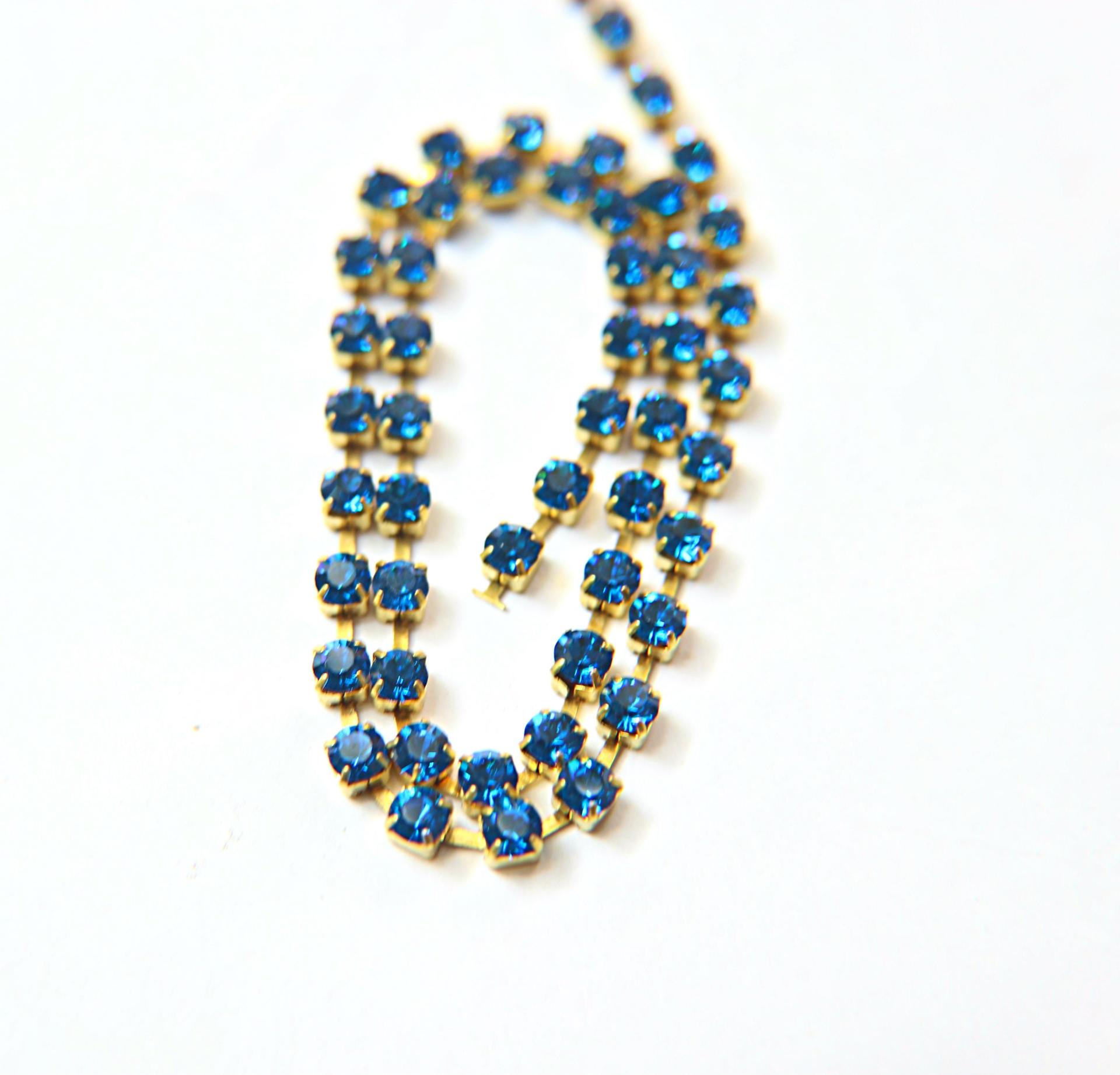 18ss Swarovski Rhinestone Chain in Capri Blue (4.2mm) 0.5/1/2/5 Meters Bridal Supplies, Jewelry, vintage findings, embroidery materials