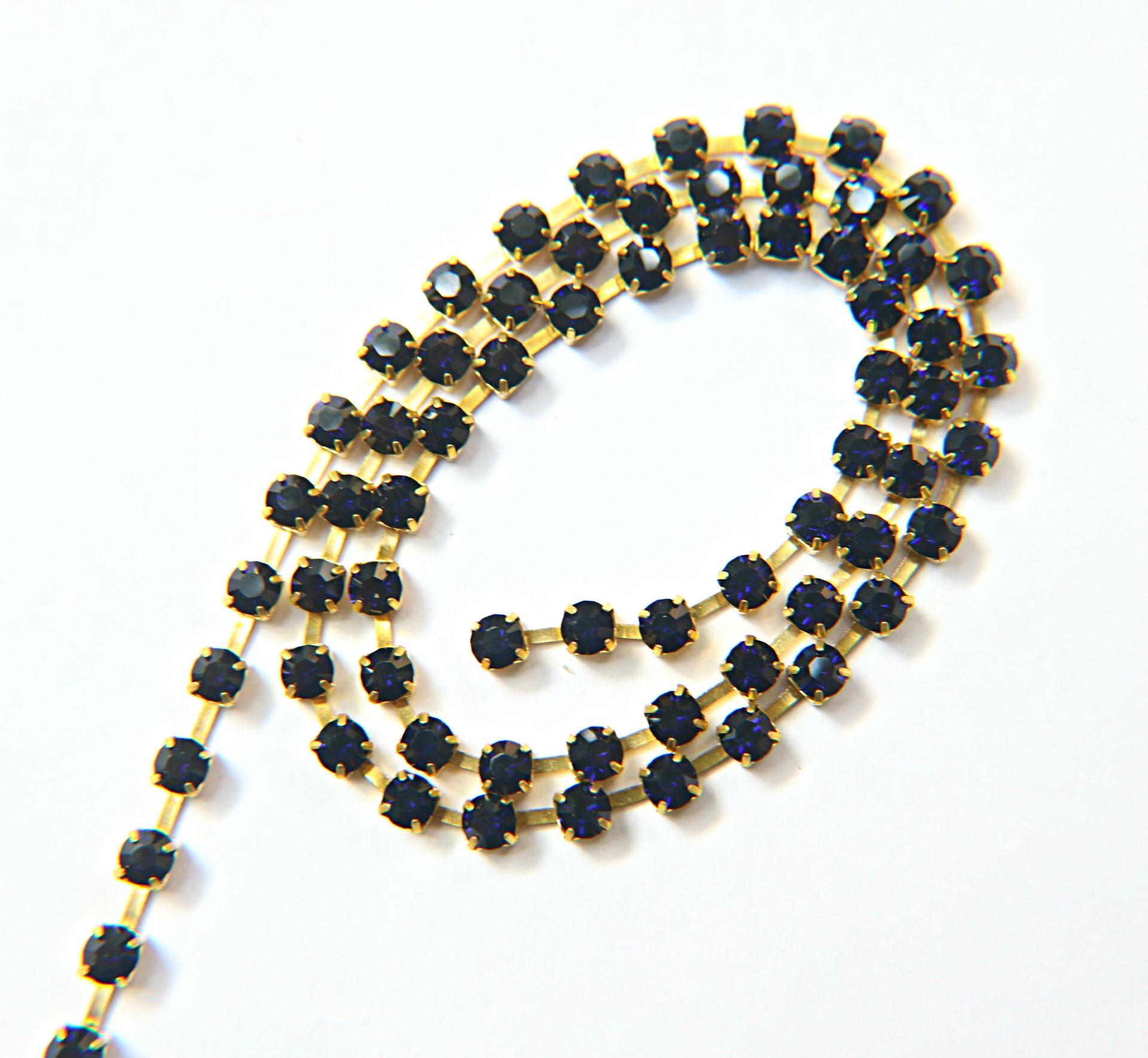 18ss Swarovski Rhinestone Chain in Cobalt (369) 0.5/1/2/5 Meters Bridal Supplies, Jewelry, vintage findings, embroidery materials