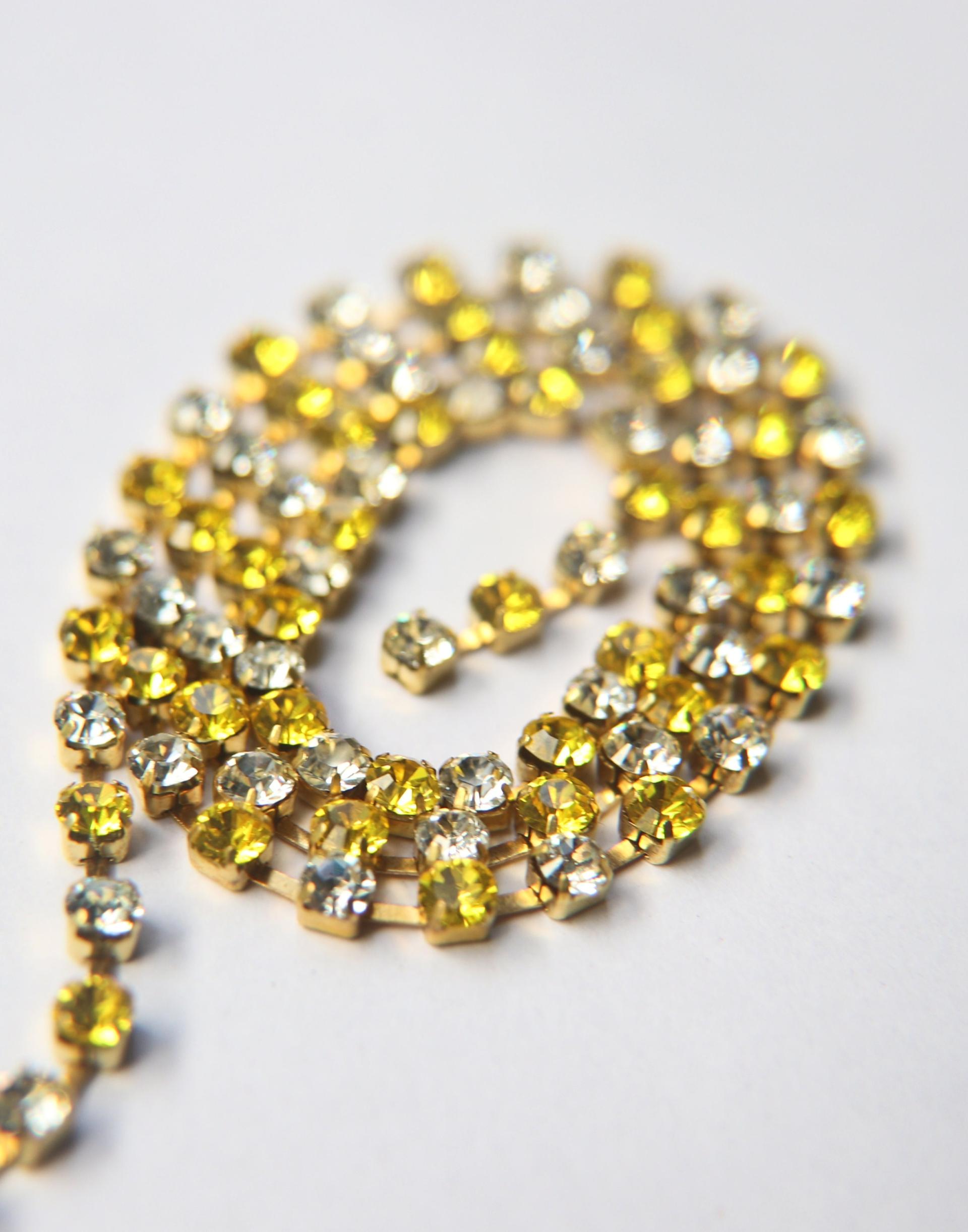 16 SS Rhinestone Chain Swarovski in Crystal & Light Topaz 4mm 0.5/1/2/5/15 Meters embroidery materials craft vintage findings premium supply
