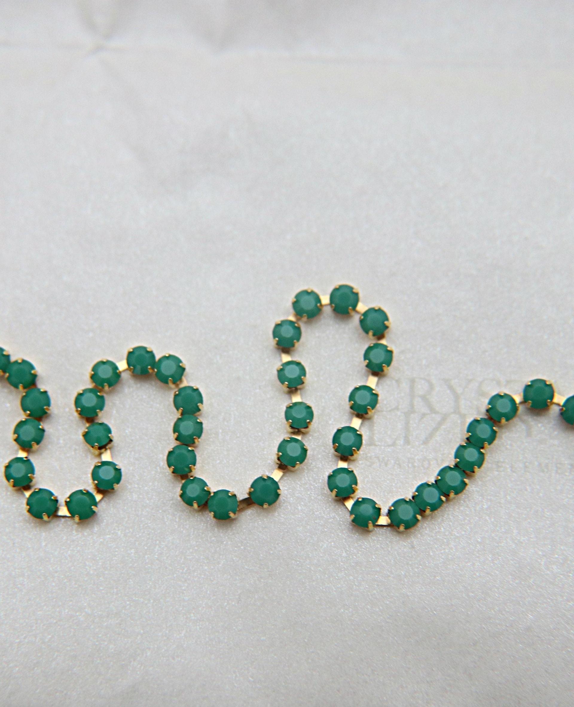 12 SS Swarovski Vintage Rhinestone Chain in Green Alabaster 3mm 0.5/1/2/5 Meters Wedding Bridal Supplies|Jewelry Making|Decoration, strass