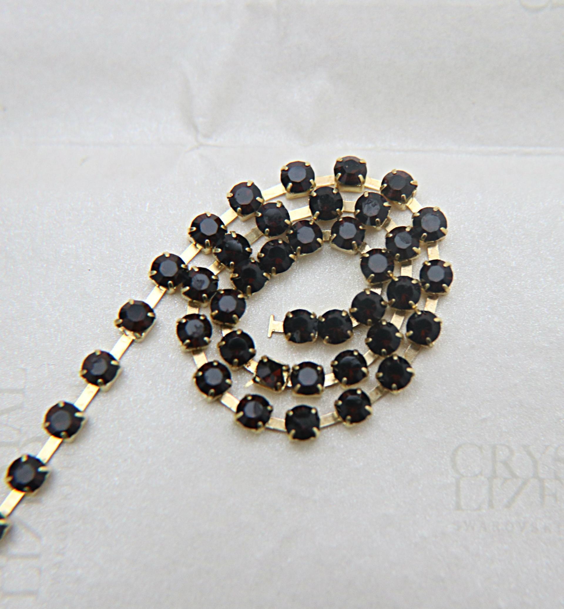 16 SS Rhinestone Chain Swarovski in Mocca (286) 4mm 0.5/1/2/5/15 Meters embroidery materials, craft vintage findings, embellishments, rare