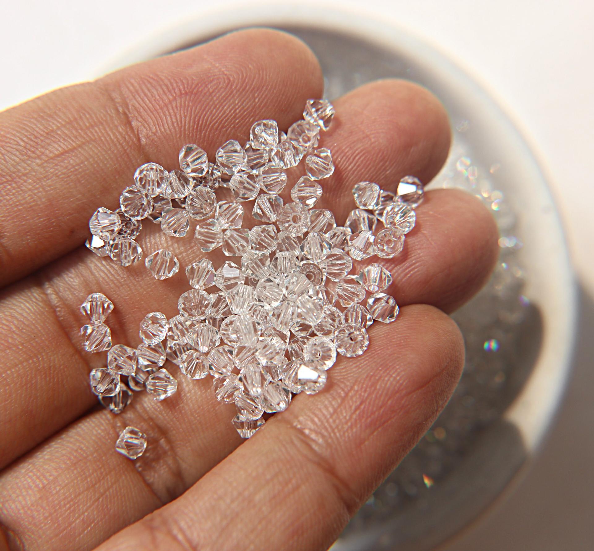 4/5 Crystal Swarovski Bicone loose Beads 12/36/72/144/432/720 Pieces (001) white beads, embroidery materials, wedding embellishments