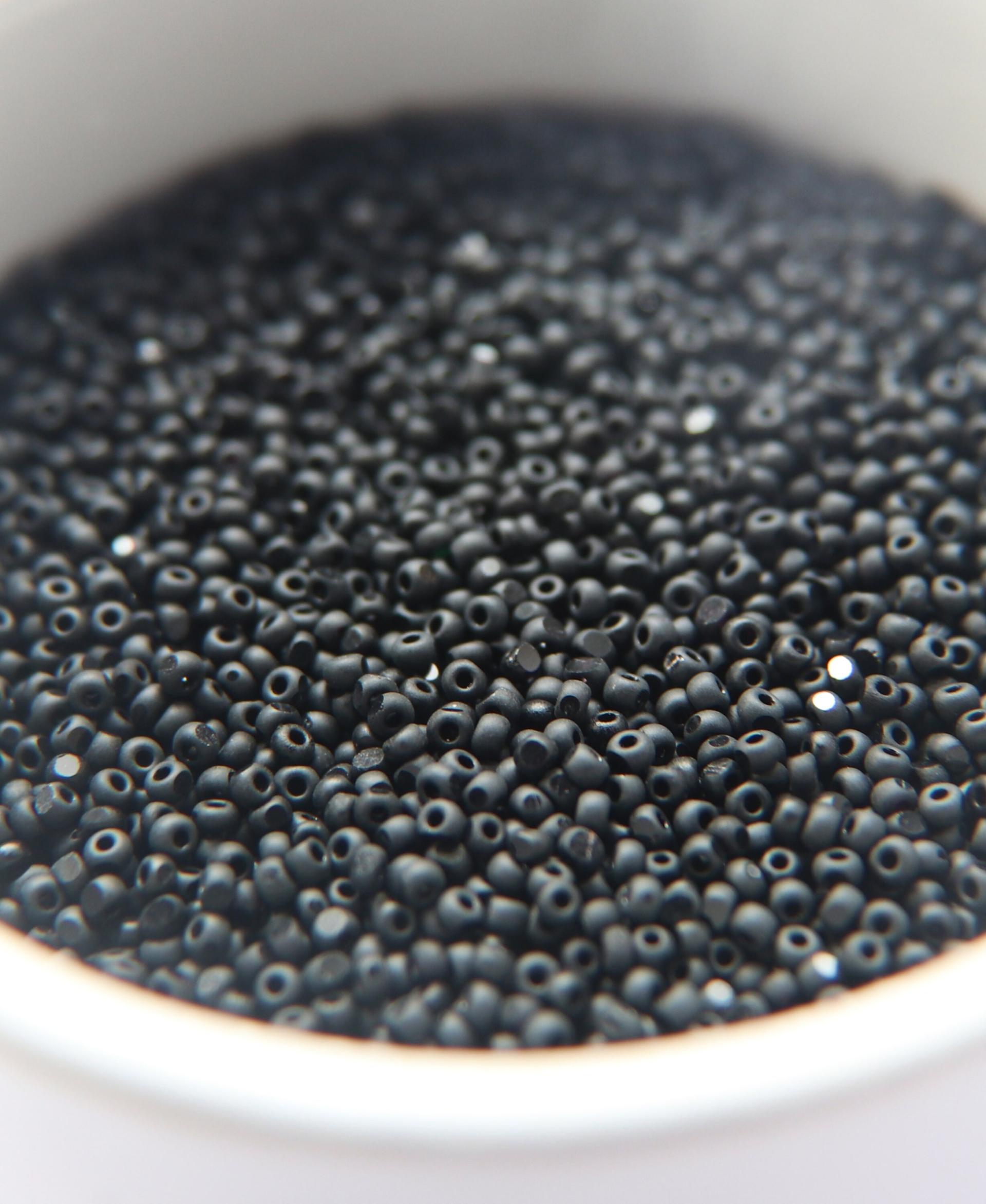 8/0 Charlotte Cut Beads Matt Black 10/20/50/250/500 Grams frosted glass beads, jewelry supply, vintage findings, craft supply, rare material