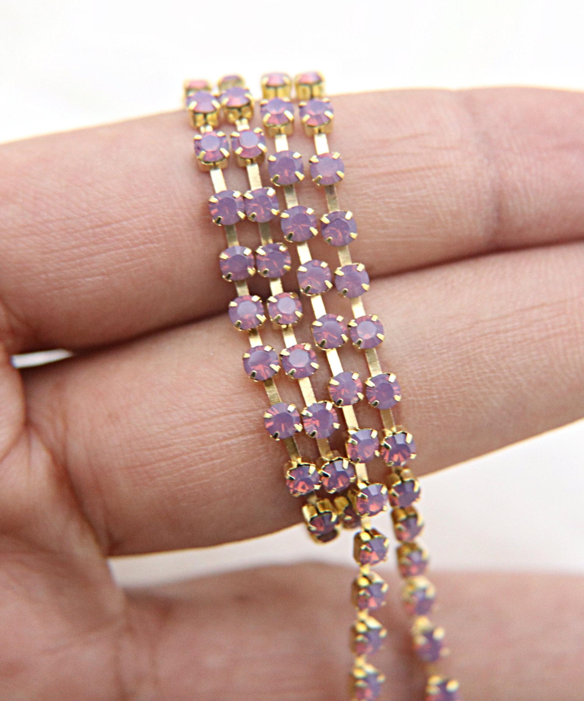 12SS Swarovski Vintage Rhinestone Chain in Cyclamen Opal (398) 3mm 0.5/1/2/5 Mtrs Wedding Bridal Supplies|Jewelry Making|Decoration vintage