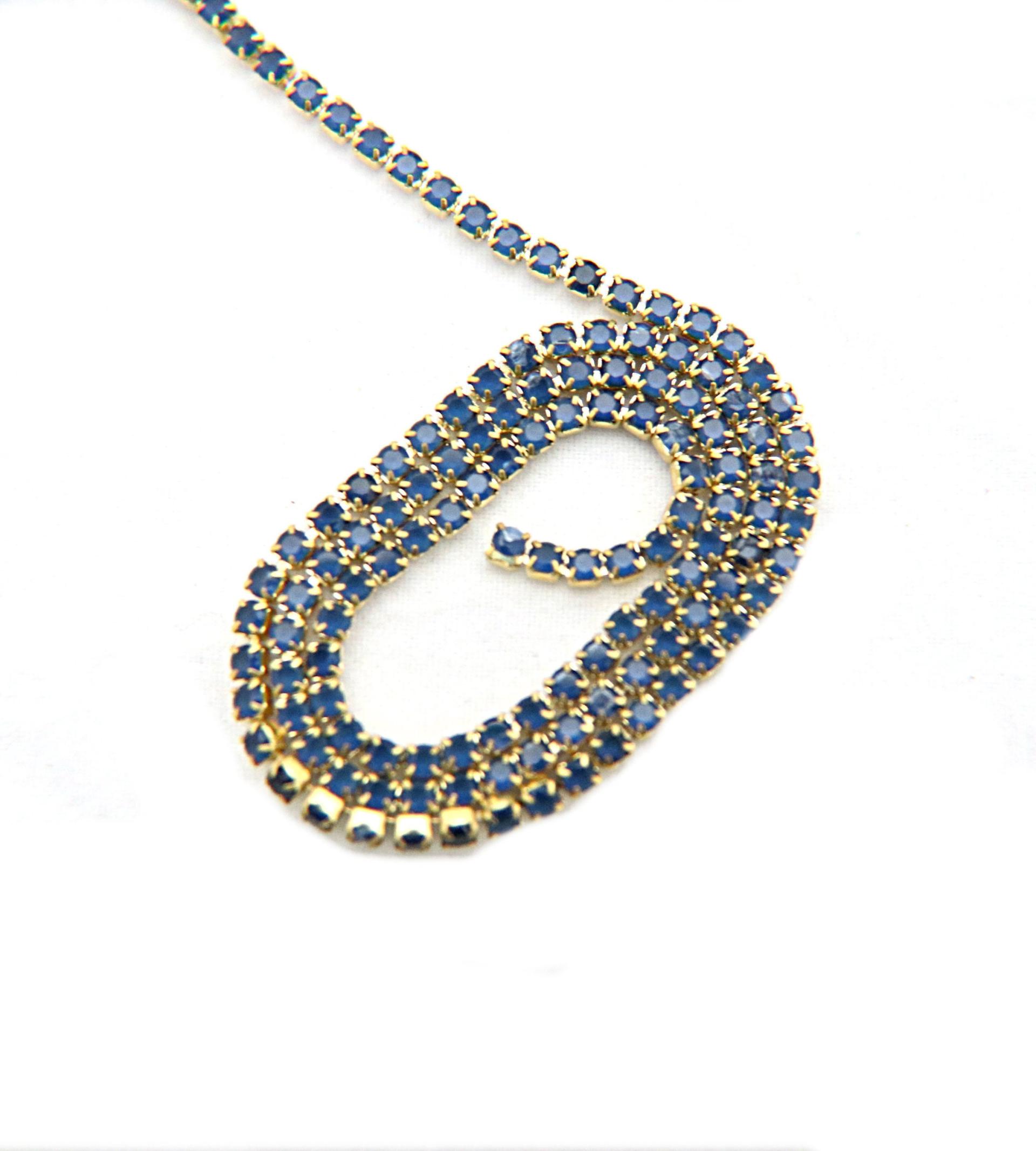 14pp Cubic zirconium Rhinestone Close Cup Chain in Opal Montana (2mm) 0.5/1/2/5 Meters Brass Settings, strass findings, jewelry making, rare