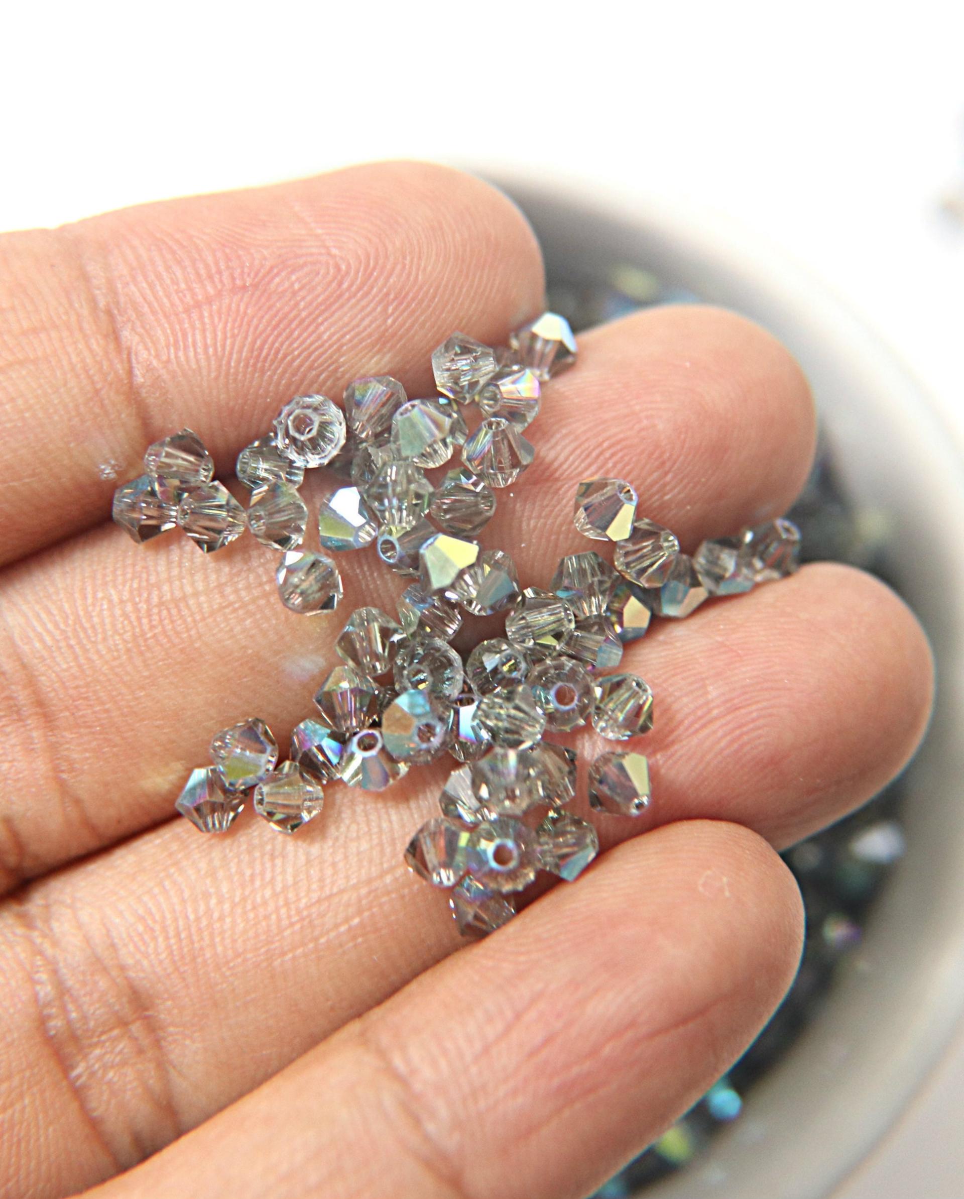 Swarovski 4mm Black Diamond AB Bicones rainbow beads 36/72/144/432/720 Pieces rainbow beads, jewelry making, couture embellishments