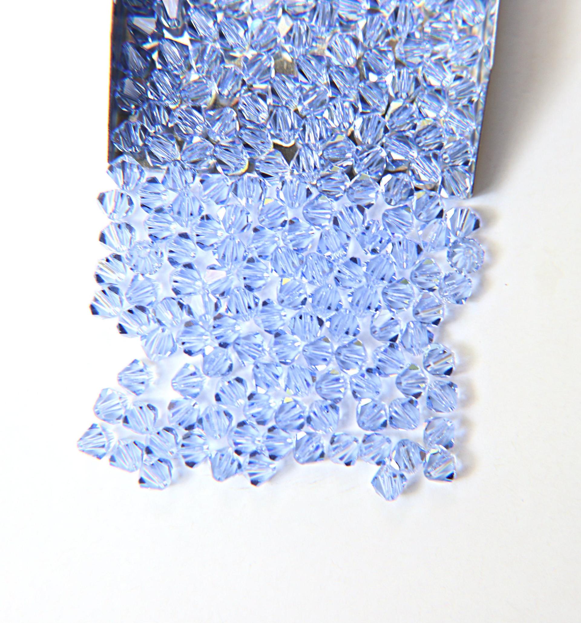 4/5mm Light Sapphire Swarovski Bicone 12/36/72/144/432/720 Pieces jewelry making beads, embroidery materials, craft supplies