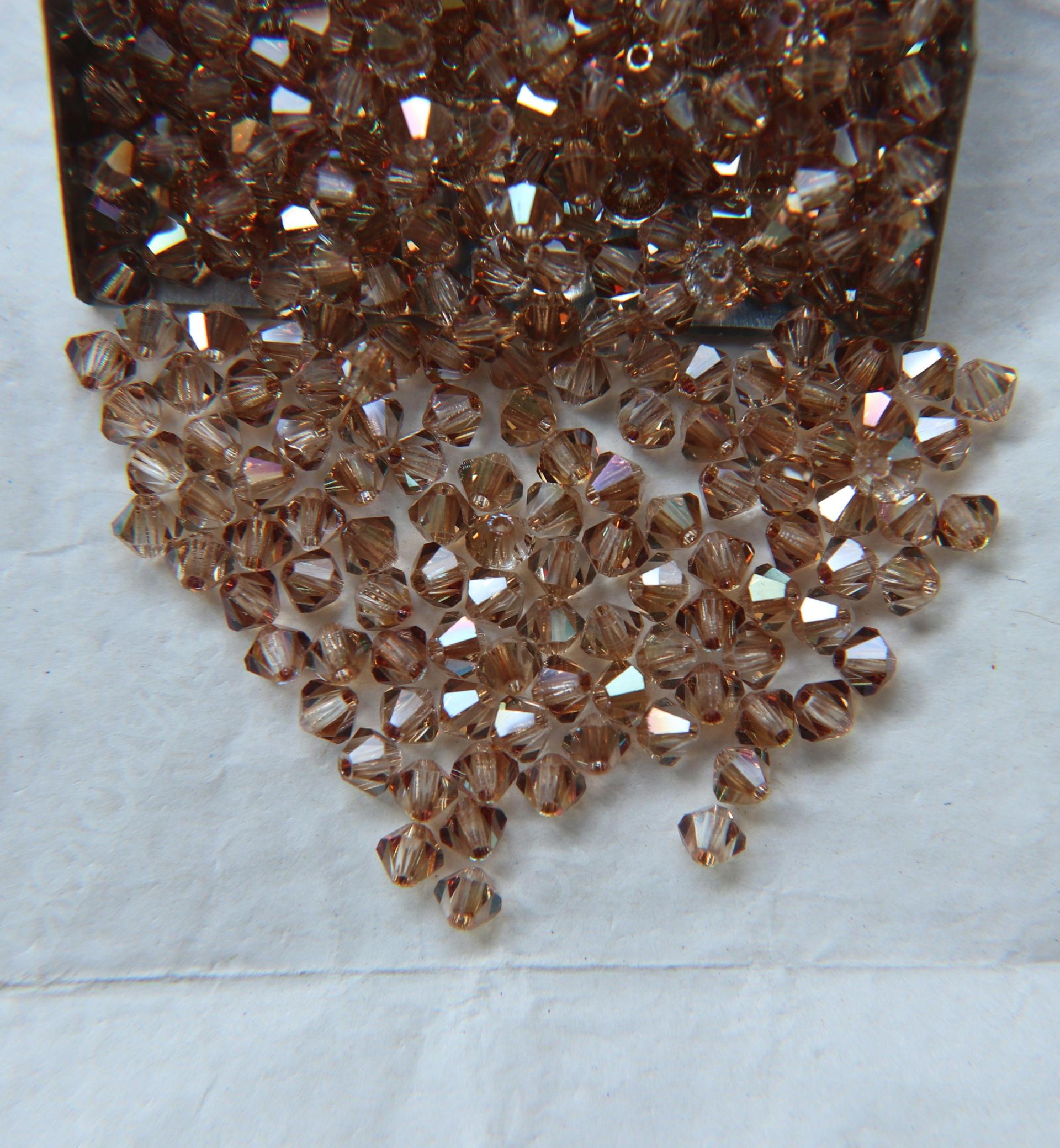 4mm Swarovski Crystal Copper Bicones Beads Rainbow 36/72/144/432/720 Pieces (508) beads, jewelry making, couture embellishment
