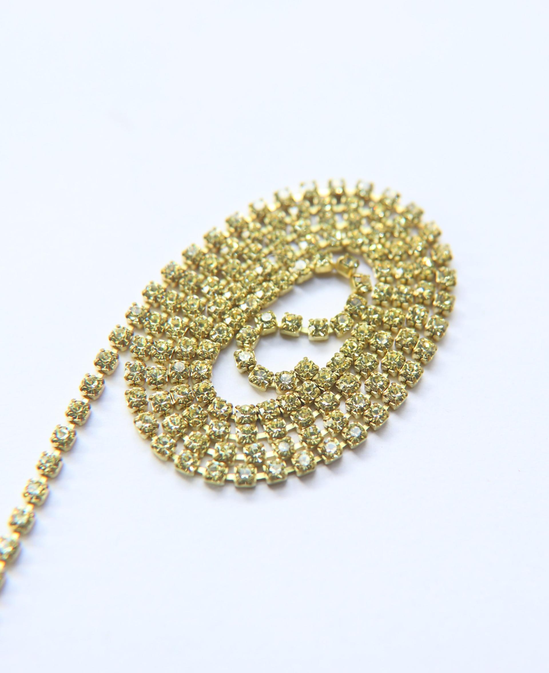 14PP Rhinestone Chain Swarovski vintage 2mm (0.5/1/2/5 Meters) vintage findings, strass chains, PREMIUM supplies, wedding decorations, laces