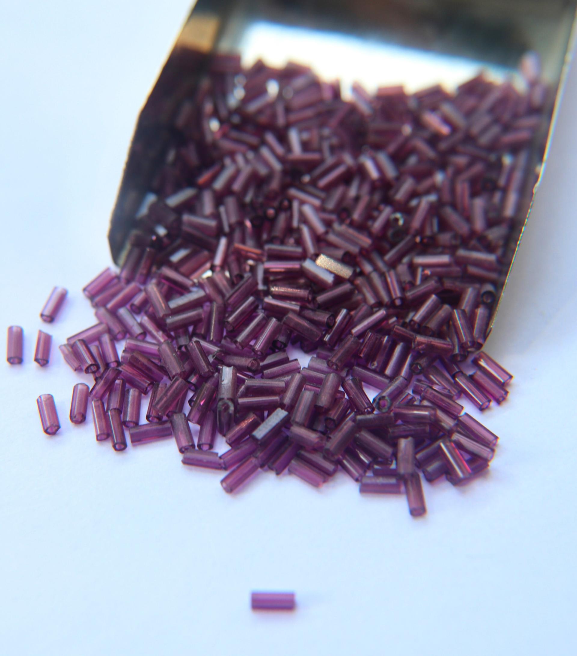 True Cuts Size 2 (2x4mm) Bugle Beads 5/10/20/50/250/500 Grams Light Amethyst Preciosa Ornella loose tube beads, embroidery materials