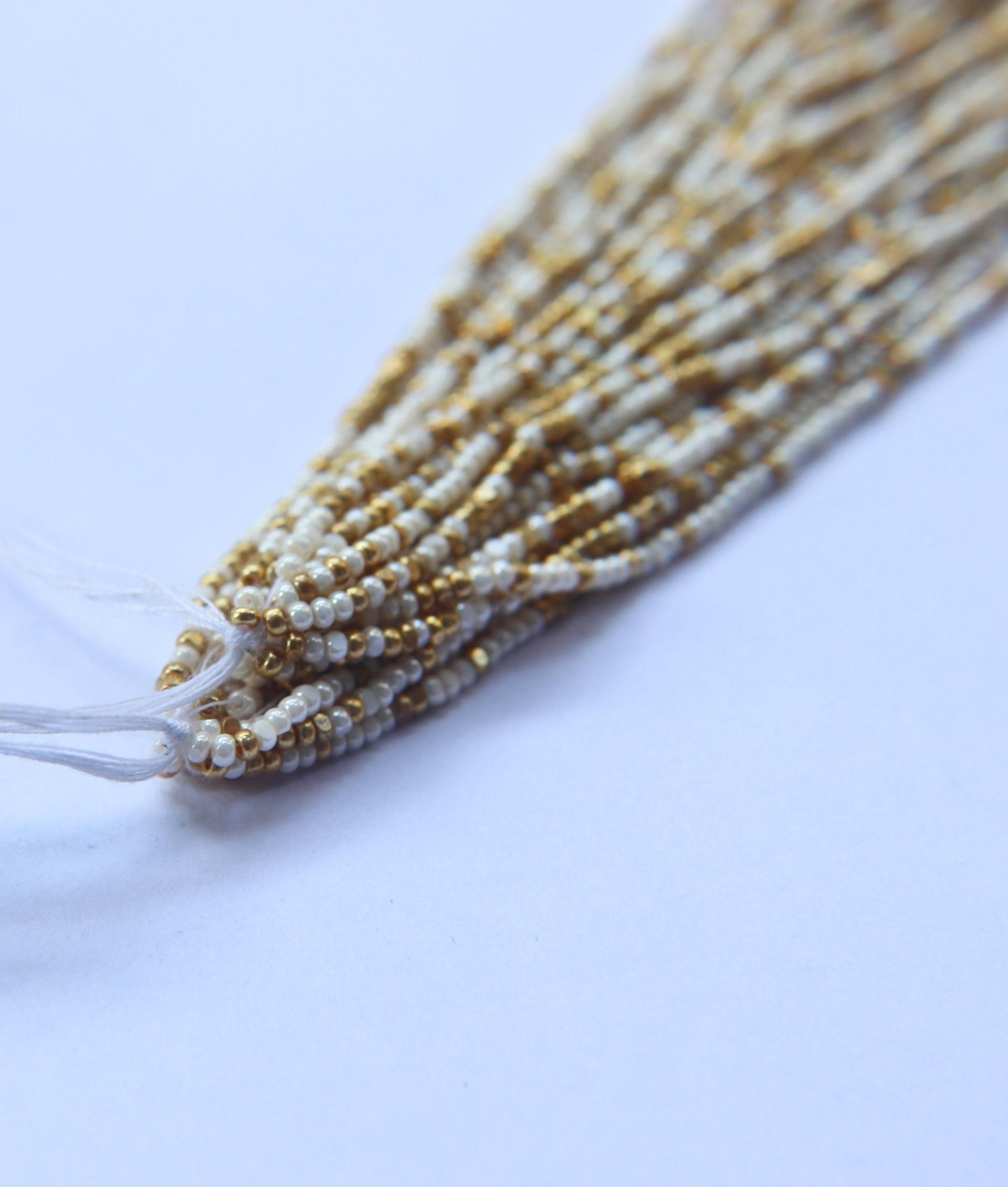 11/0 Hanks Charlotte Cut Beads IVORY Gold Patina 1/5/25/50/100 Hanks 2.0mm jewellery rare glass beads, jewelry supply, findings, craft