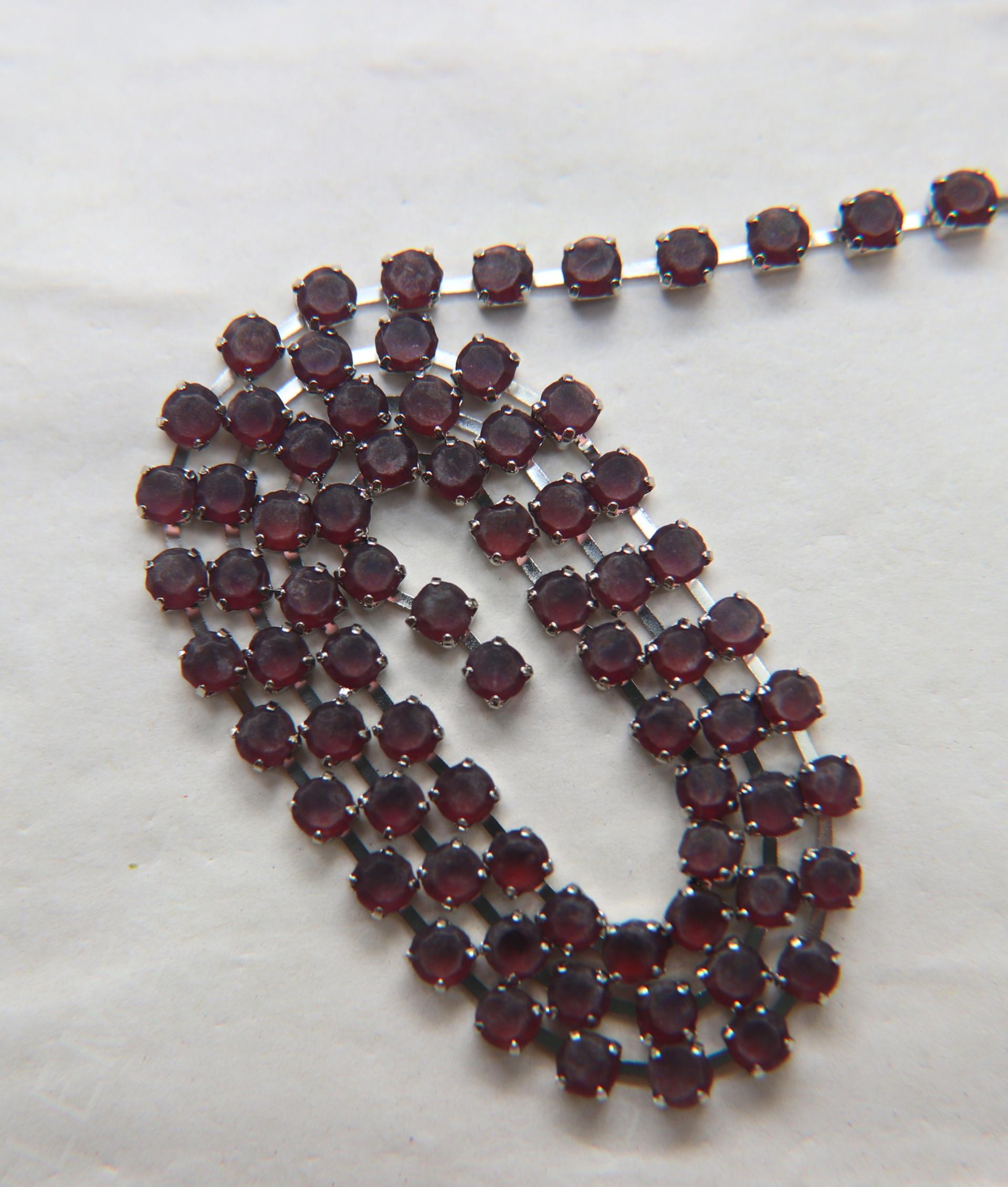12 SS Rhinestone Chain Vintage Glass Amethyst Frosted in Brass Settings 3mm 1/2/5/15 Meters vintage findings, strass chains, craft supplies