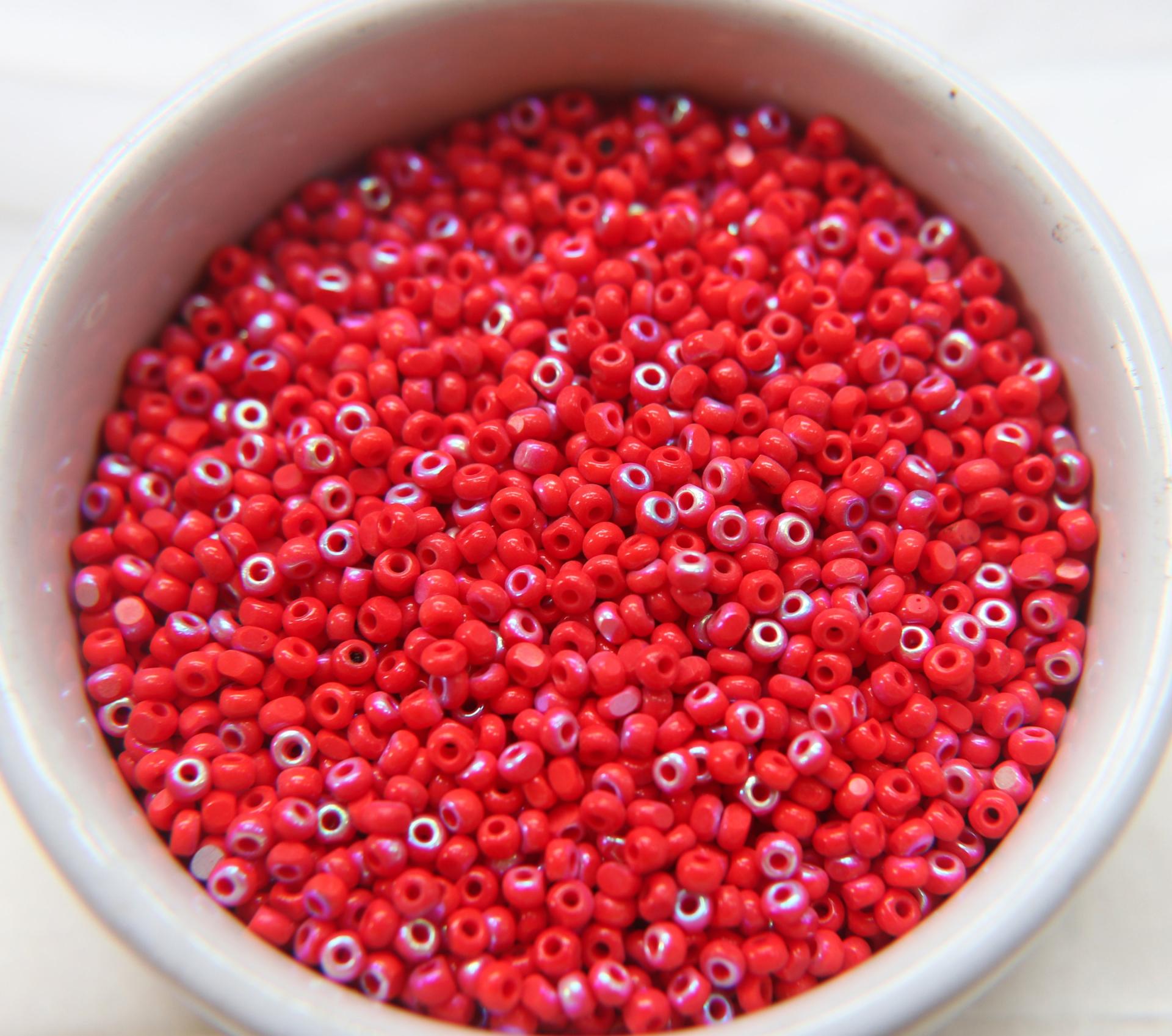 8/0 Charlotte Cut Beads Patina Light Red Opaque Aurore Boreale 10/20/50/250/500 Grams PREMIUM SEED Beads, jewelry supply, vintage findings
