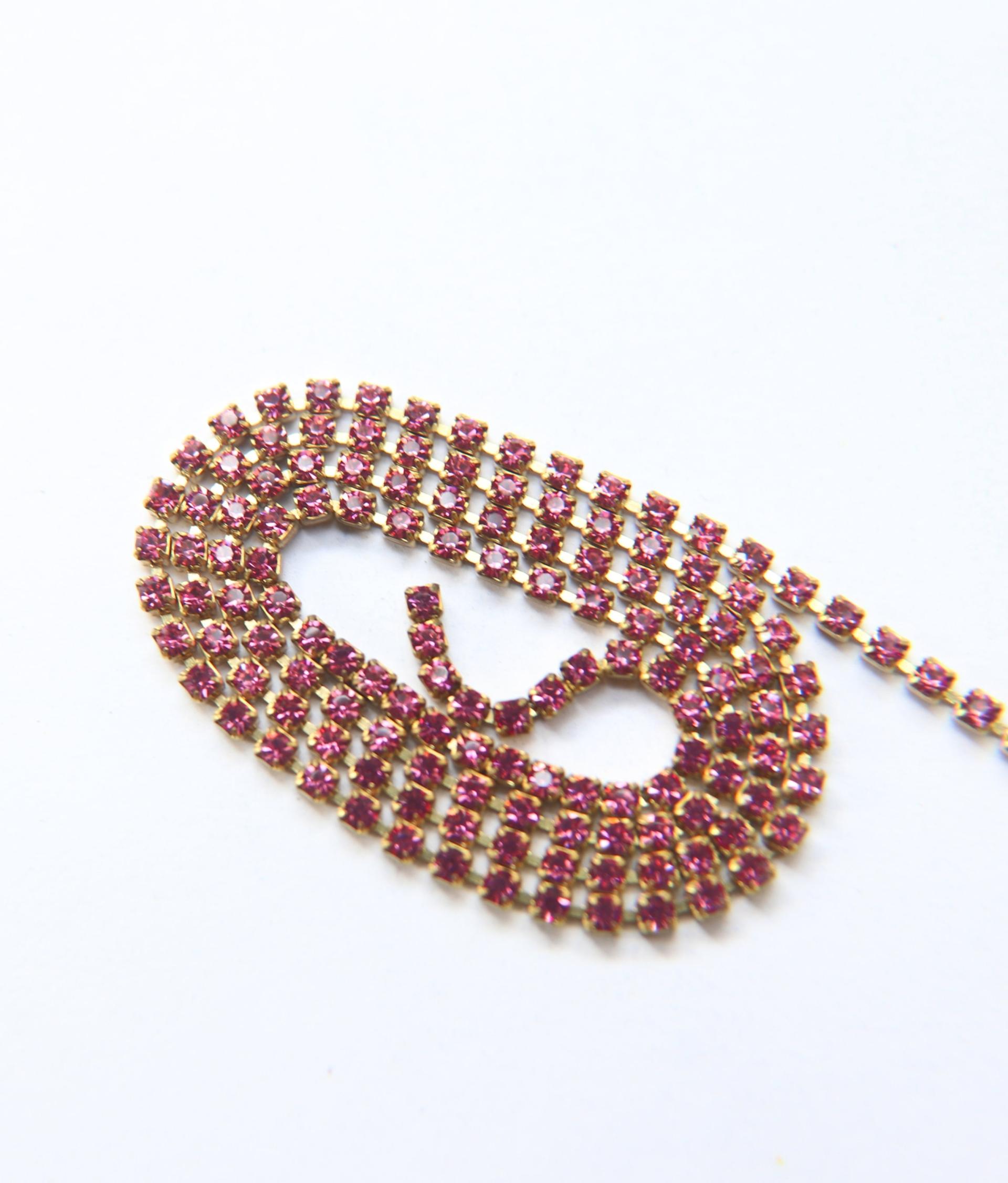 14PP Rhinestone Chain Swarovski vintage 2mm (0.5/1/2/5 Meters) vintage findings, strass chains, PREMIUM supplies, wedding decorations, laces