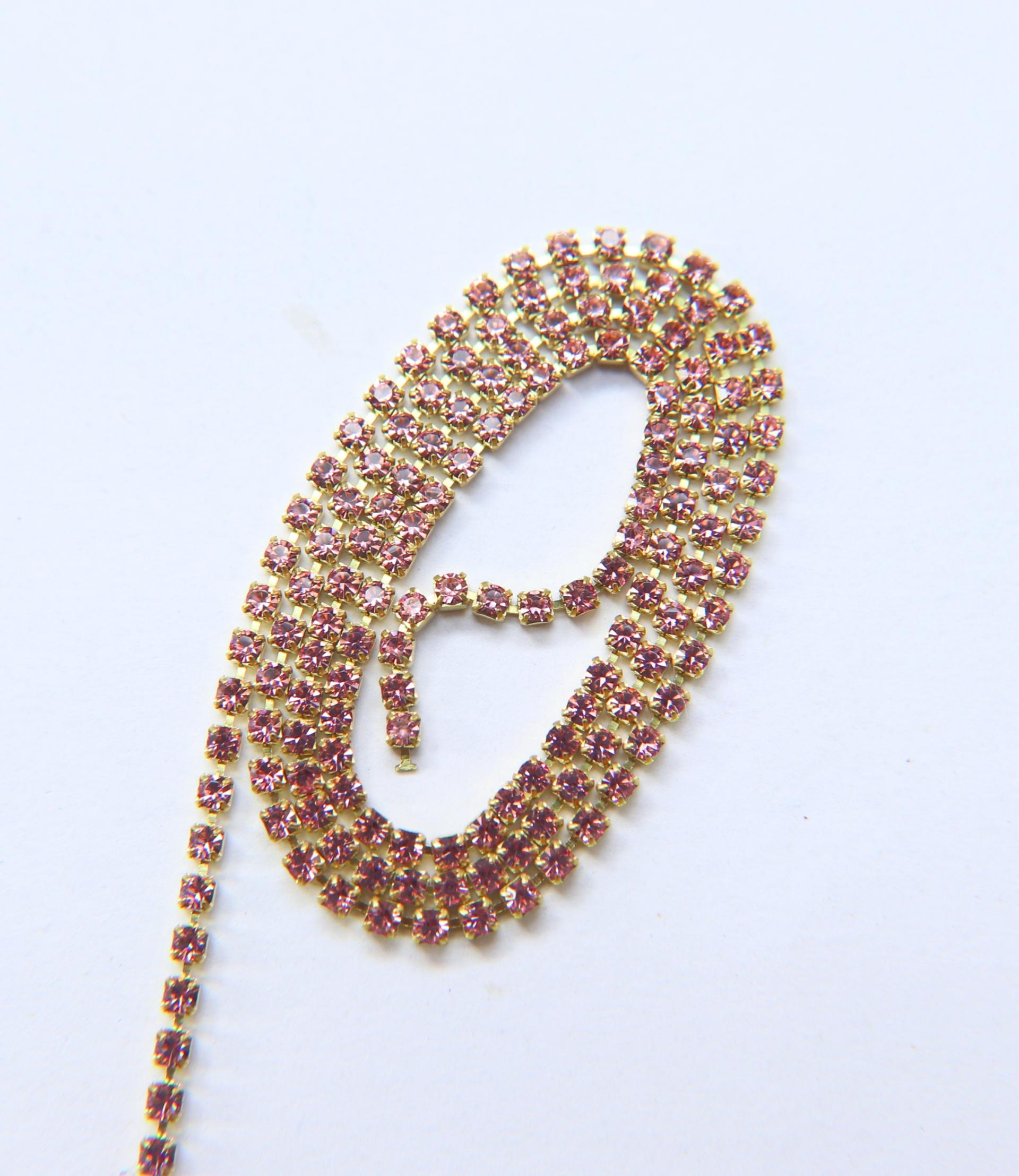 14PP Rhinestone Chain Swarovski vintage 2mm (0.5/1/2/5 Meters) vintage findings, strass chains, PREMIUM supplies, wedding decorations, laces