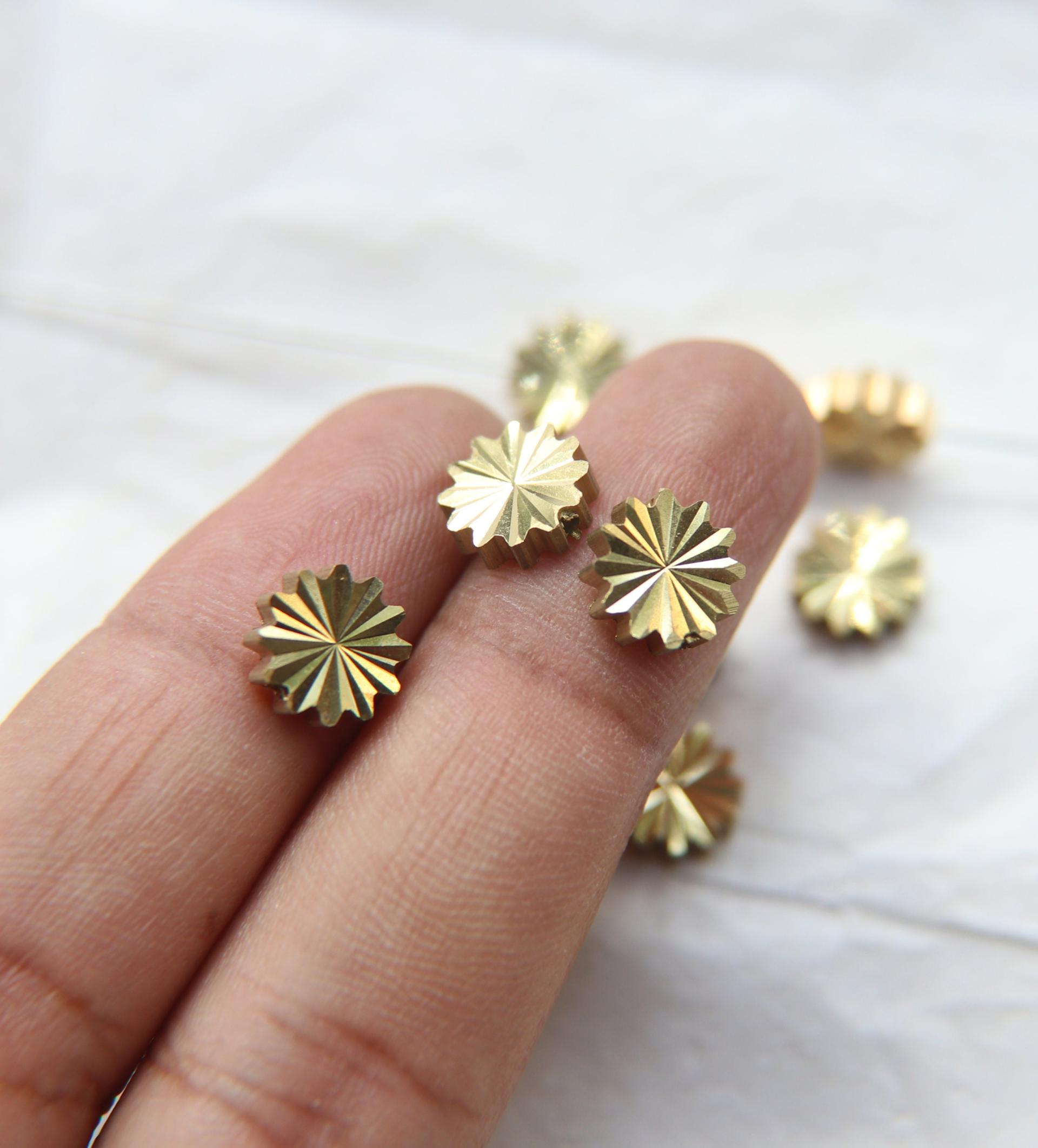 Solid Flower Metal Beads, Brass beads, in brass 10.5mm/5mm , 1.4mm Loop, Spacer Beads, Connector Beads, Two Hole Beads, Bracelets Beads