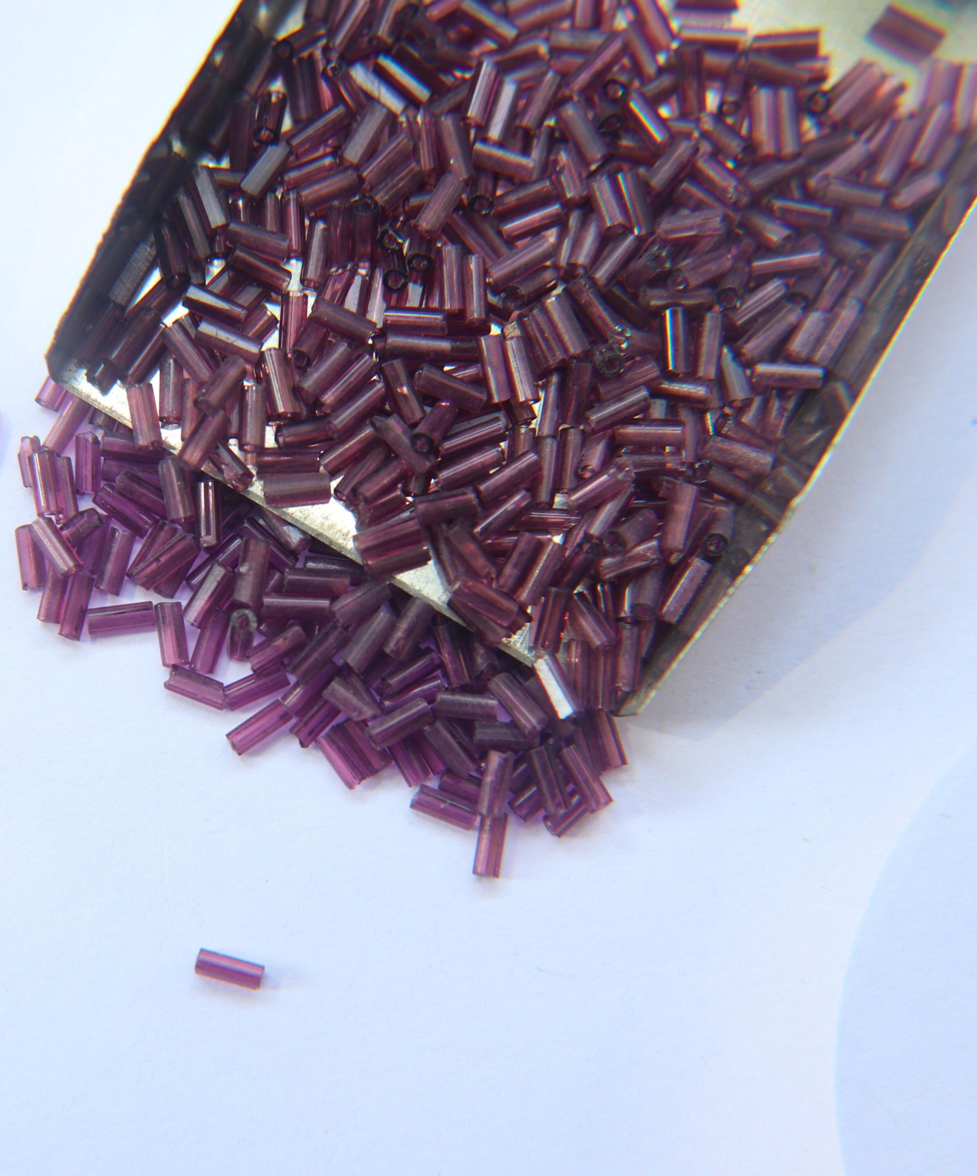 True Cuts Size 2 (2x4mm) Bugle Beads 5/10/20/50/250/500 Grams Light Amethyst Preciosa Ornella loose tube beads, embroidery materials