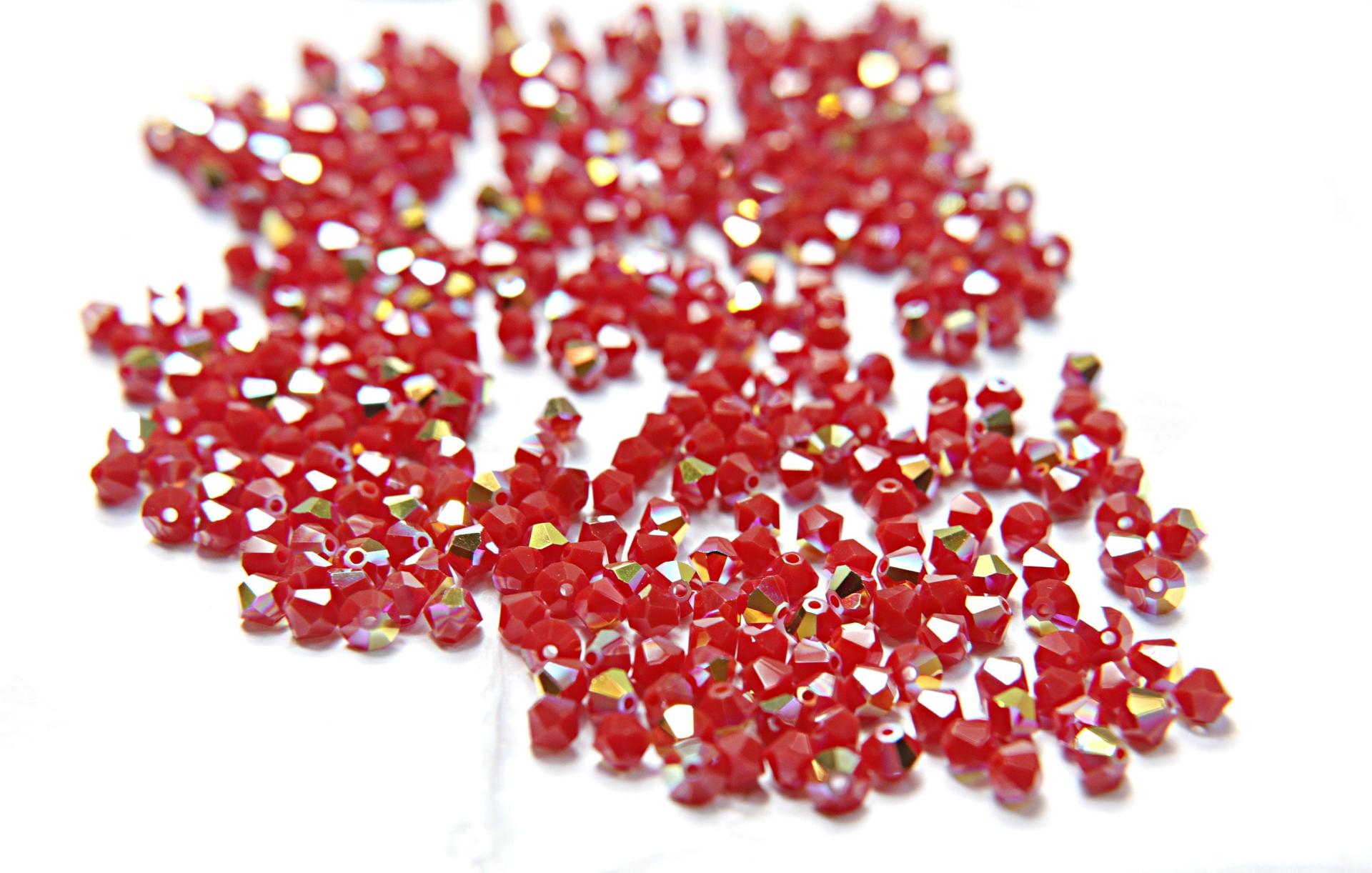 4mm Dark Coral Red Aurore Boreale Swarovski Bicone Cuts 36/72/144/432/720 Pieces embroidery materials, jewelry making