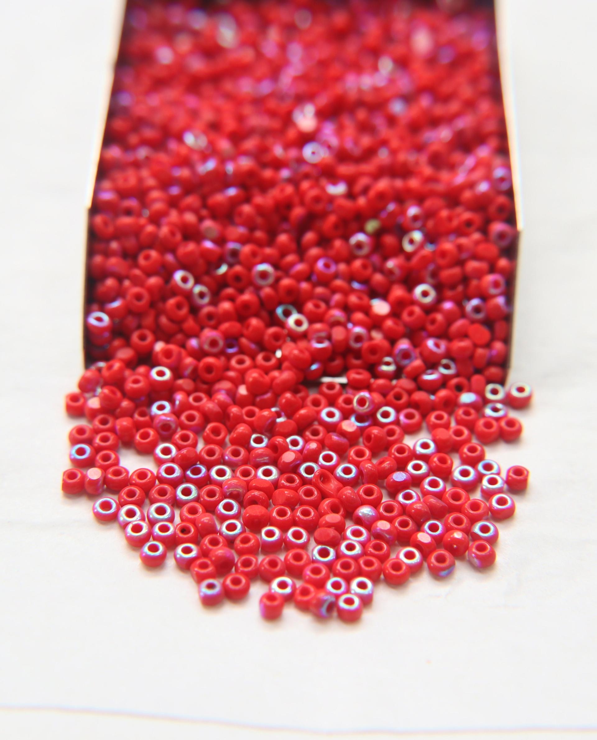 8/0 Charlotte Cut Beads Patina Light Red Opaque Aurore Boreale 10/20/50/250/500 Grams PREMIUM SEED Beads, jewelry supply, vintage findings