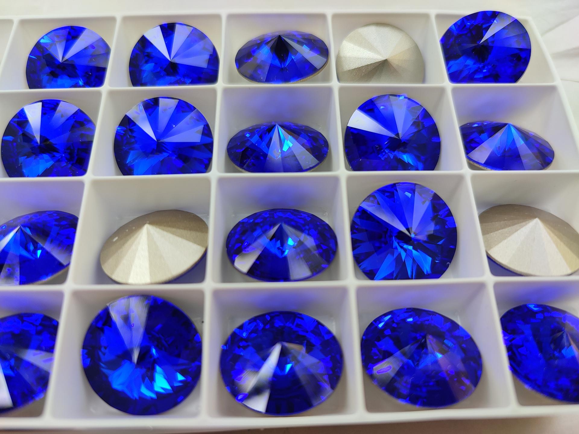 18mm Swarovski 1122 Rivoli Majestic Blue Foiled 2/6 pieces jewelry making stones, Premium materials
