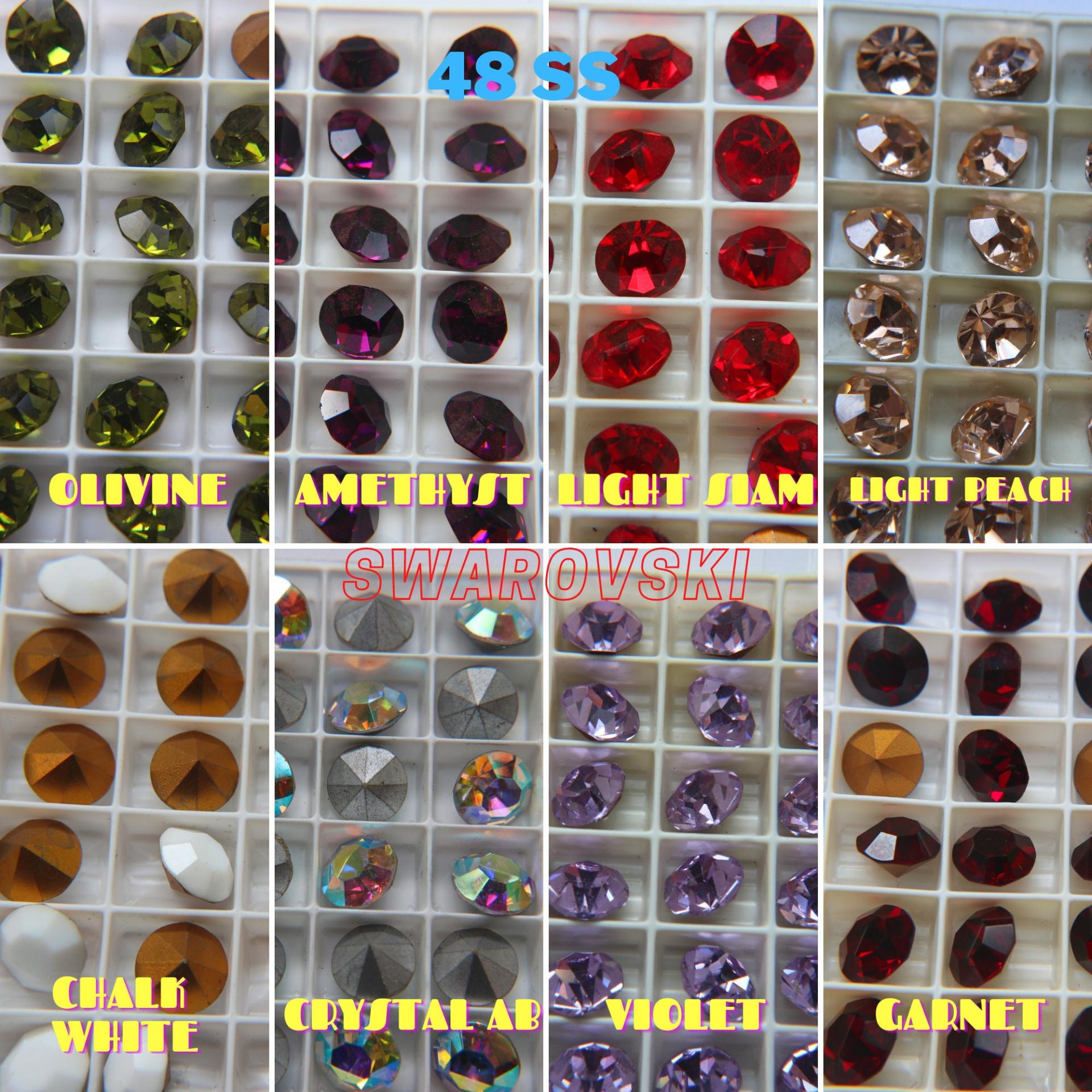 48 ss Swarovski Vintage Rhinestones Foiled 2/6/24/72 pieces (8 colors)