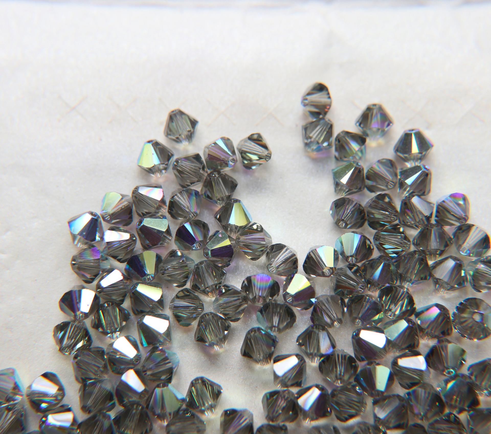 Swarovski 4mm Black Diamond AB Bicones rainbow beads 36/72/144/432/720 Pieces rainbow beads, jewelry making, couture embellishments