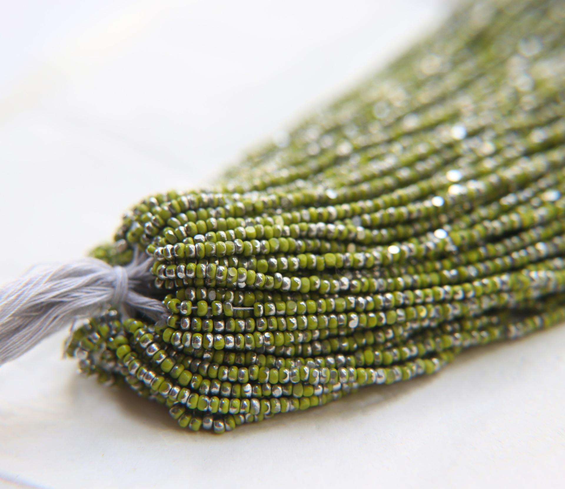 11/0 Hanks Charlotte Cut Beads Patina Opaque Olivine Silver 1/5/25/50/100 Hanks PREMIUM SEED BEADS