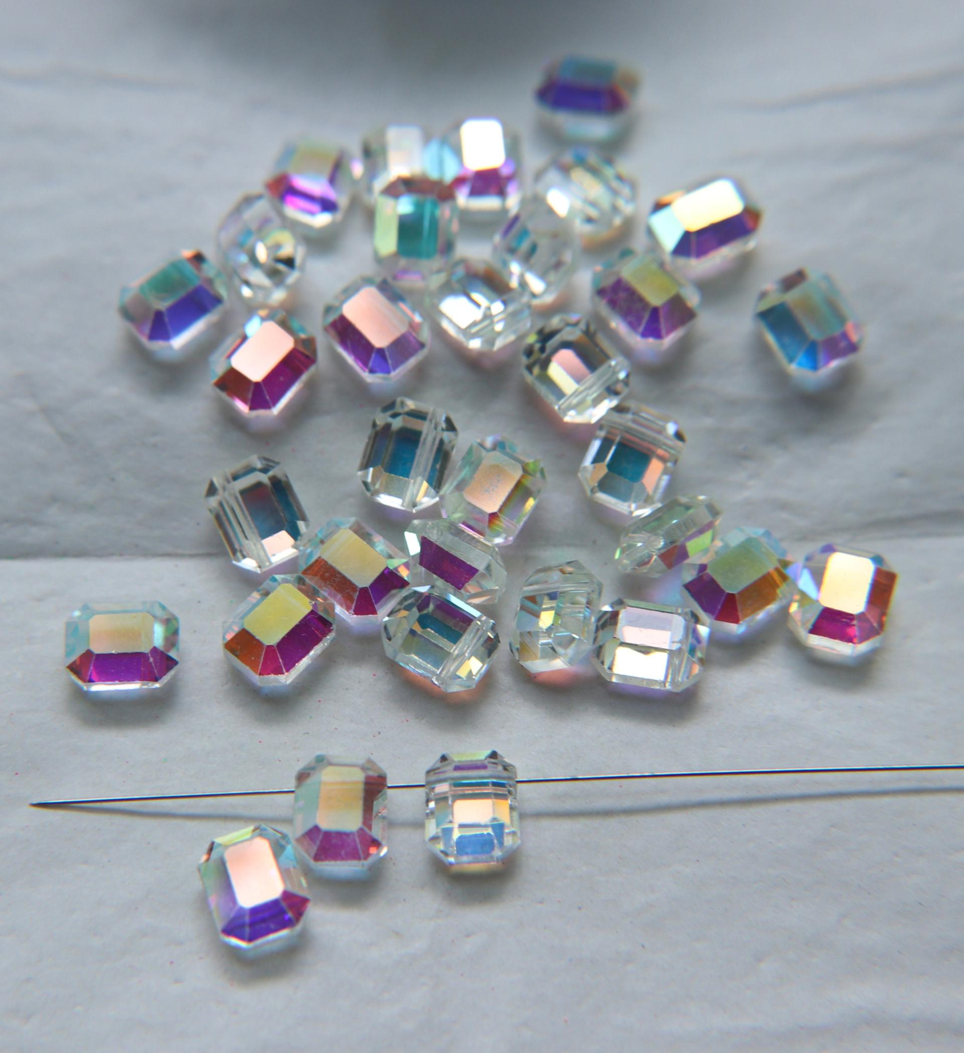 10x8mm 5105 - rare rectangular CRYSTAL AB Swarovski crystal bead 6/12/36/72/144 Pieces, jewelry making, vintage findings, Premium Materials