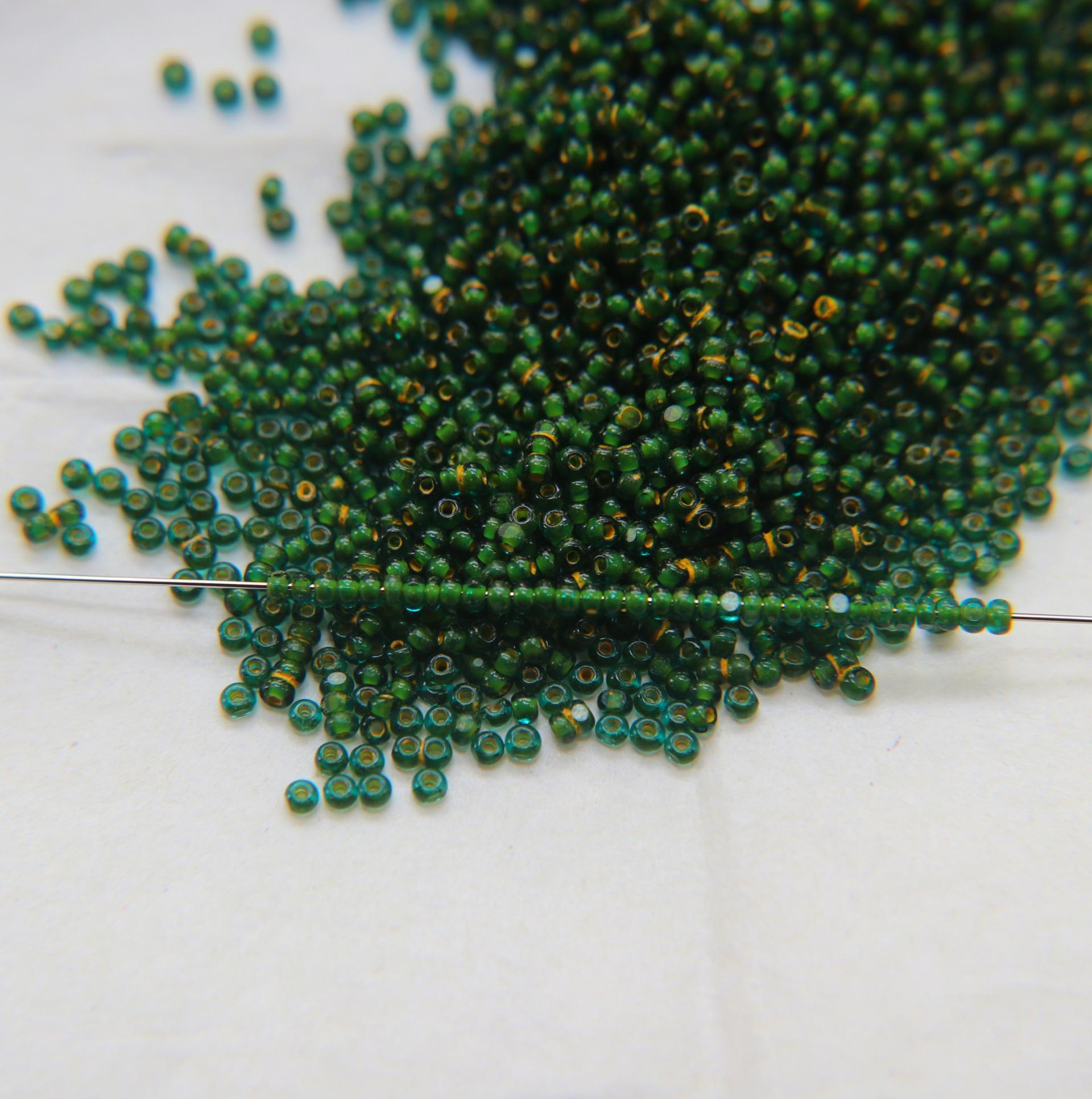11/0 True cuts Charlotte  Beads Teal Green Yellow Lined 10/20/50/250/500 Grams PREMIUM SEED BEADS, Native Supply