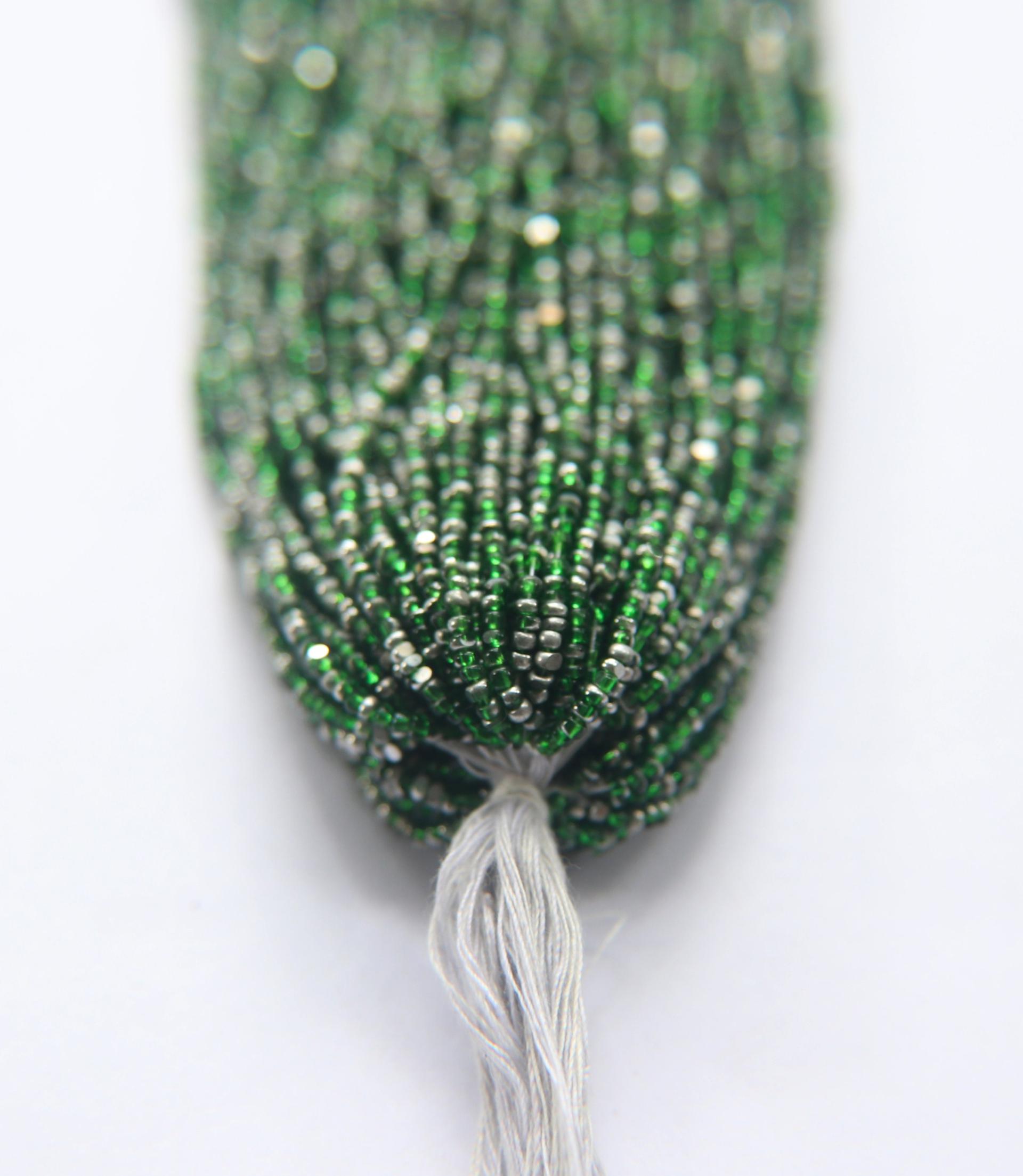 11/0 Hanks Charlotte Cut Beads Patina Transparent Light Emerald Silver 1/5/25/50/100 Hanks PREMIUM SEED BEADS, Native Supplies