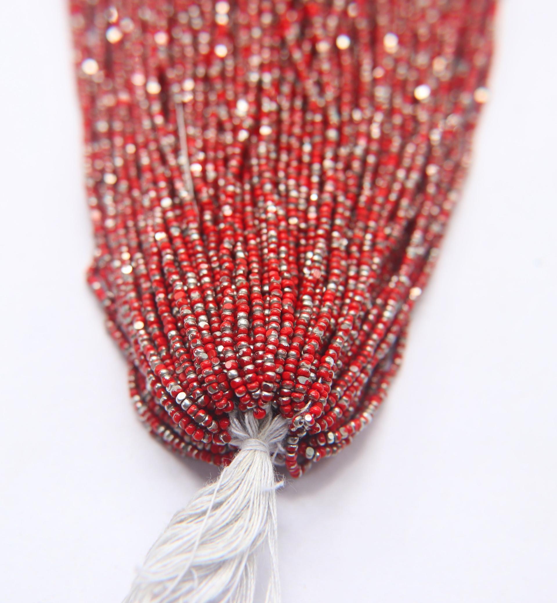 13/0 Hanks Charlotte Cut Beads Patina Light Red Opaque Silver 1/5/25/50/100 Hanks 1.6mm glass beads, jewelry supply, craft supply