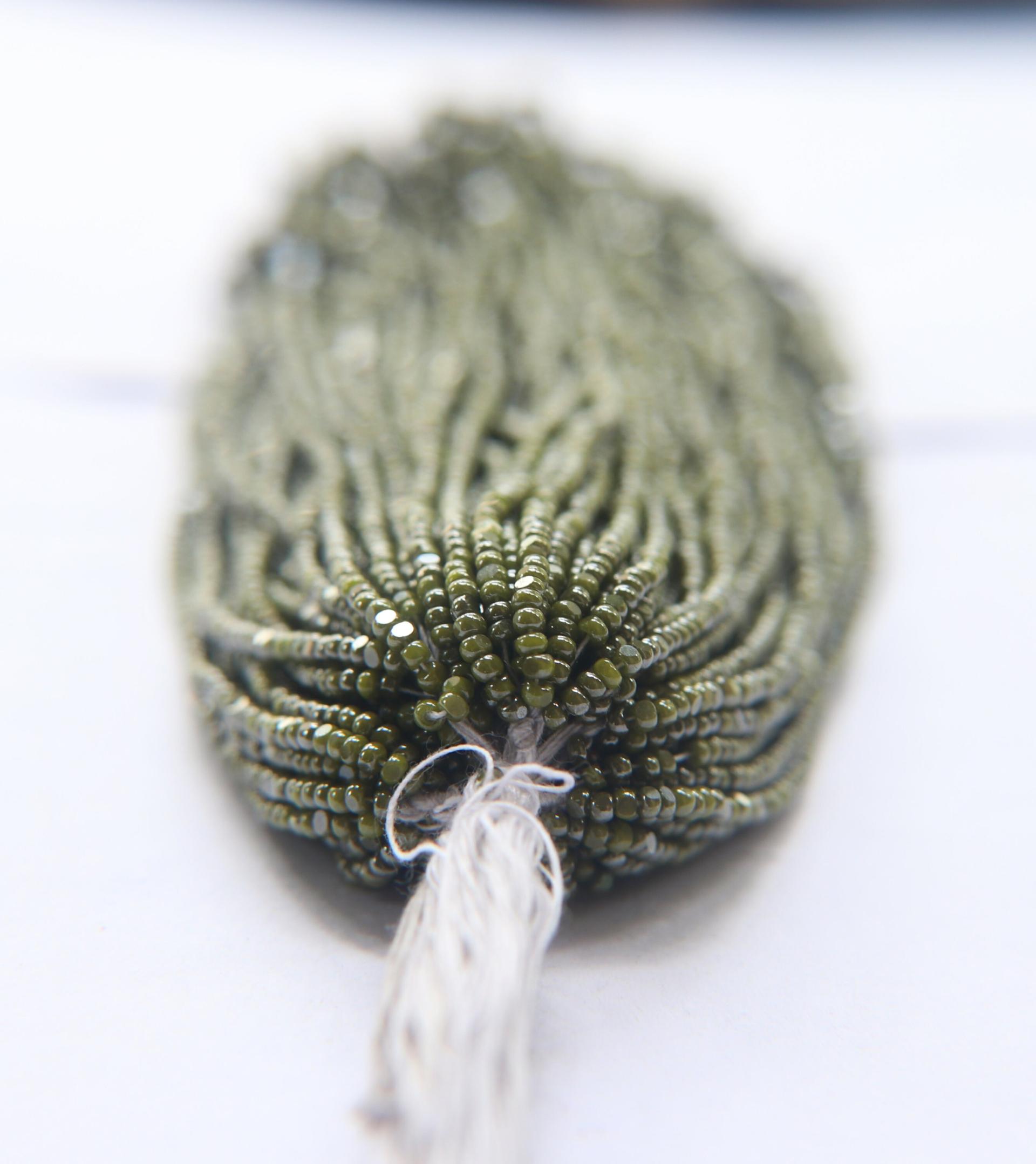 11/0 Hanks Charlotte Cut Beads Ionized Opaque Olivine 1/5/25/50/100 Hanks PREMIUM SEED BEADS, Native Supplies