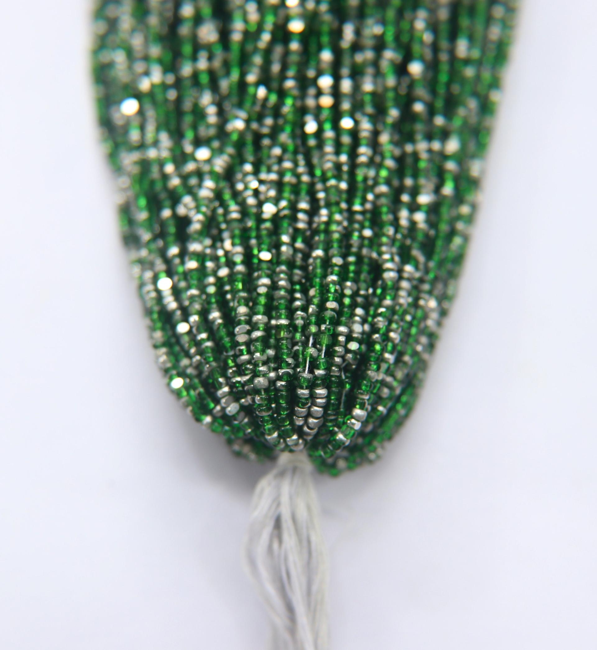 11/0 Hanks Charlotte Cut Beads Patina Transparent Light Emerald Silver 1/5/25/50/100 Hanks PREMIUM SEED BEADS, Native Supplies