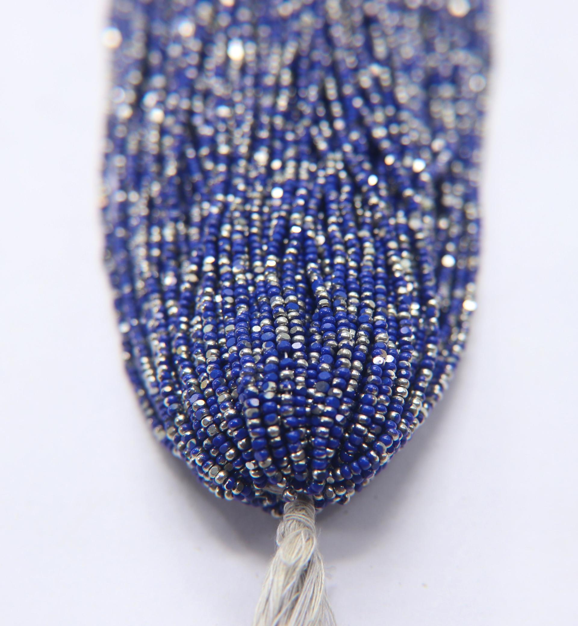 11/0 Hanks Charlotte Cut Beads Patina Opaque Medium Blue Silver 1/5/25/50/100 Hanks PREMIUM SEED BEADS, Native Supplies