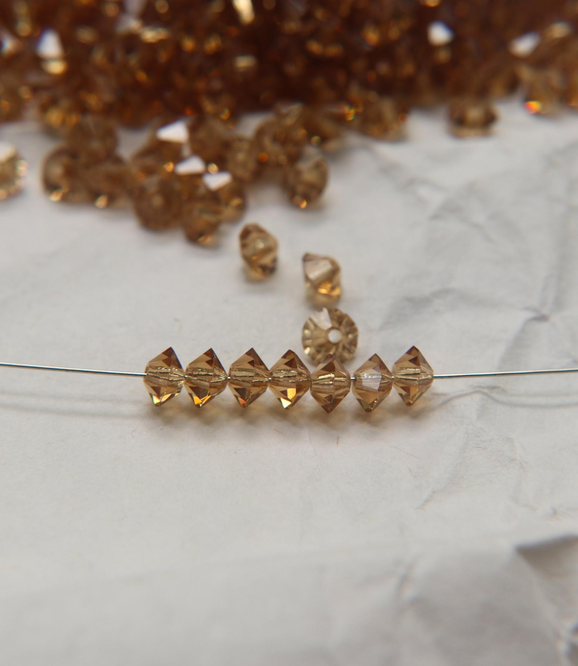 4x6mm Jet Preciosa Flat Bicone Spacer Beads Light Colorado Topaz 36/72/144/432/720 Pieces jewelry making, VINTAGE, wedding decorations