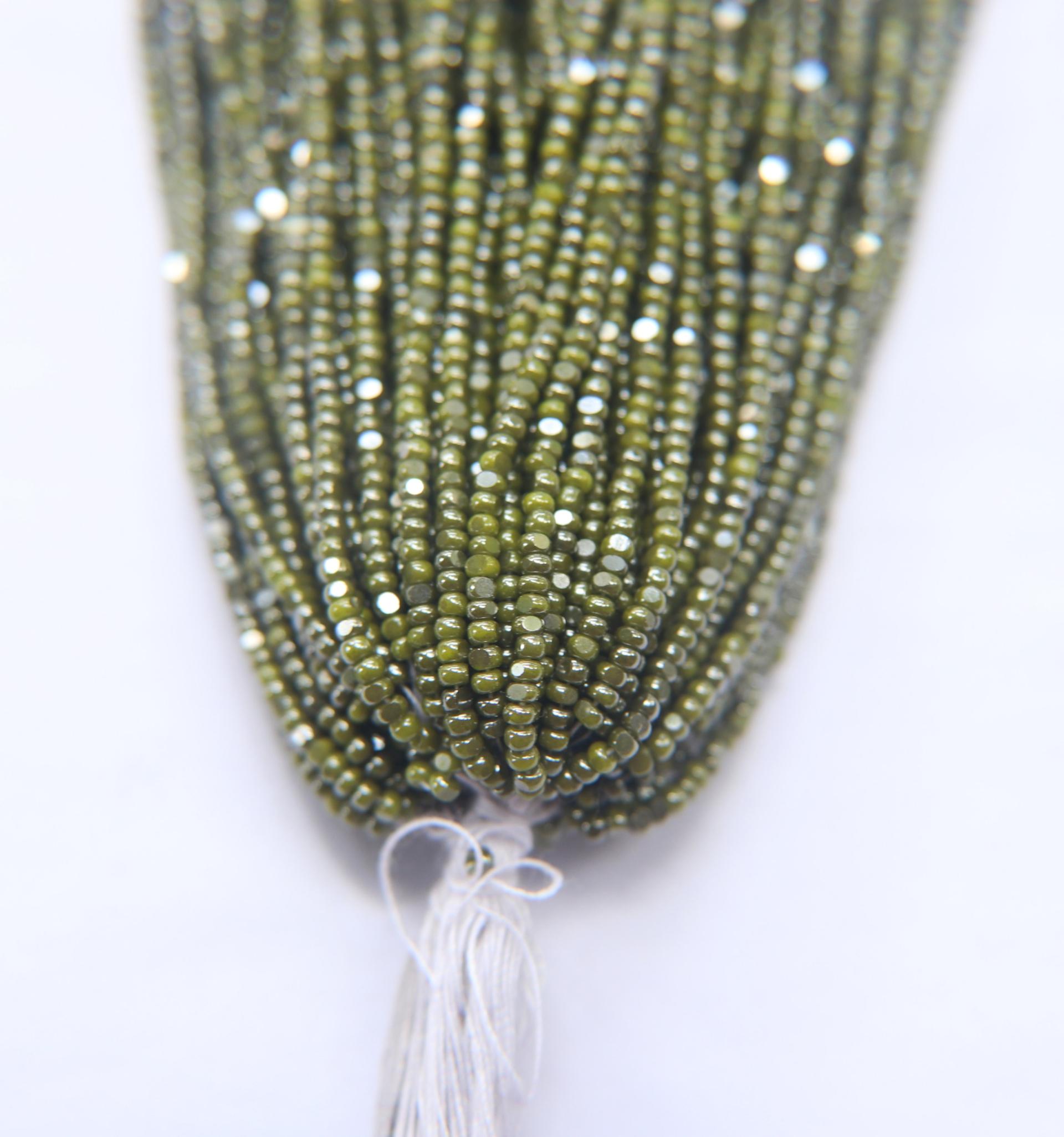 11/0 Hanks Charlotte Cut Beads Ionized Opaque Olivine 1/5/25/50/100 Hanks PREMIUM SEED BEADS, Native Supplies