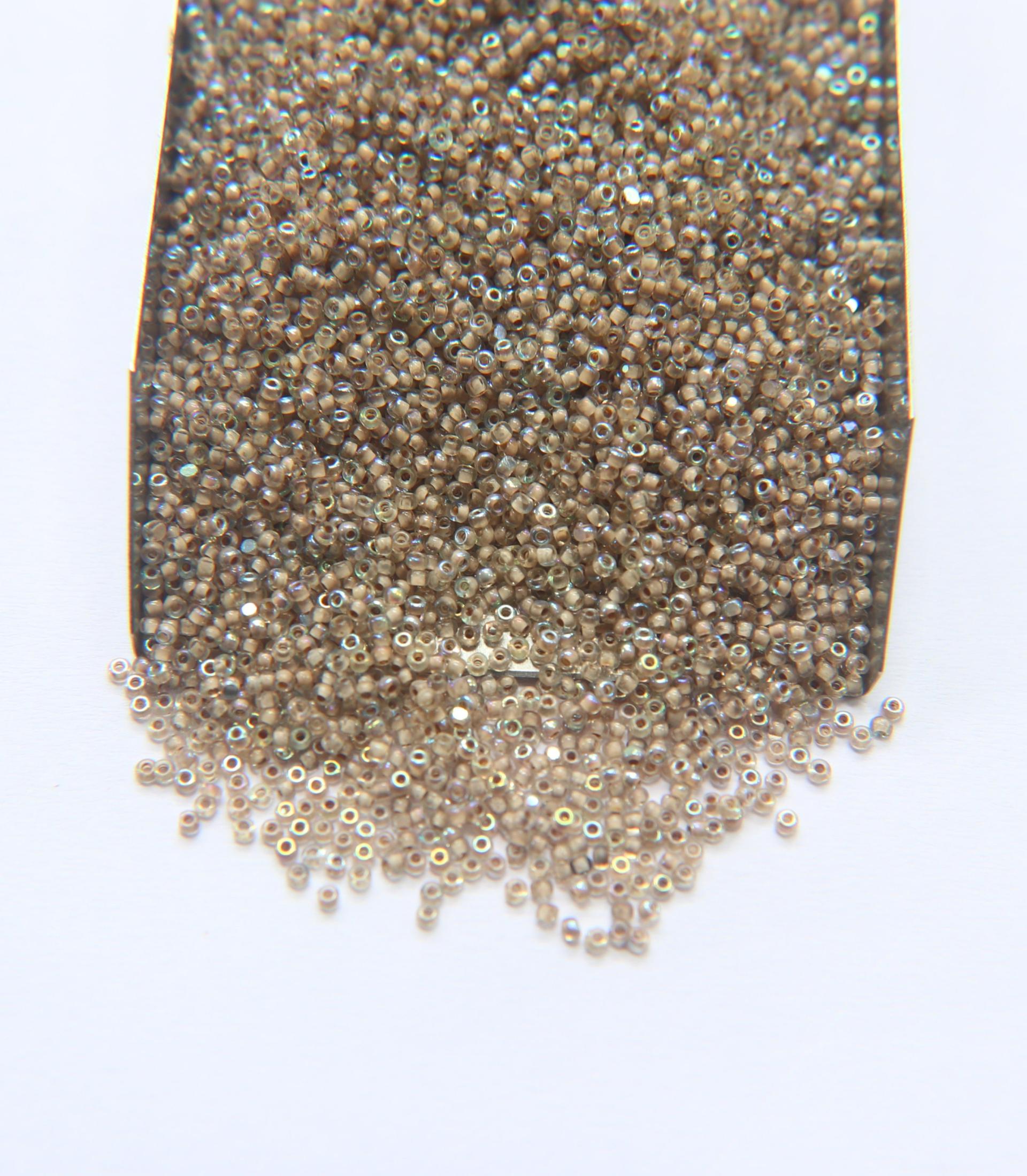 13/0 Patina Cream Lined Aurore Boreale Charlotte true Cut Beads 10/20/50/250/500 Grams PREMIUM SEED BEADS, Rare Beads