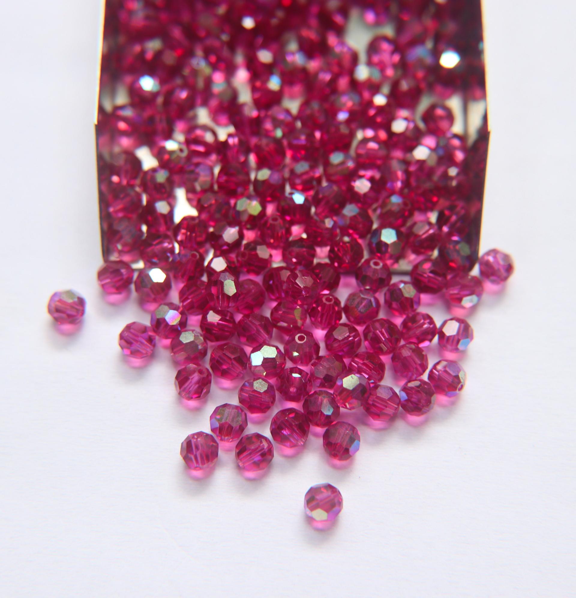 5mm Swarovski Elements Article 5000 Fuchsia Aurore Boreale Faceted Round Beads 6/12/36/172/44/288/720 Pieces