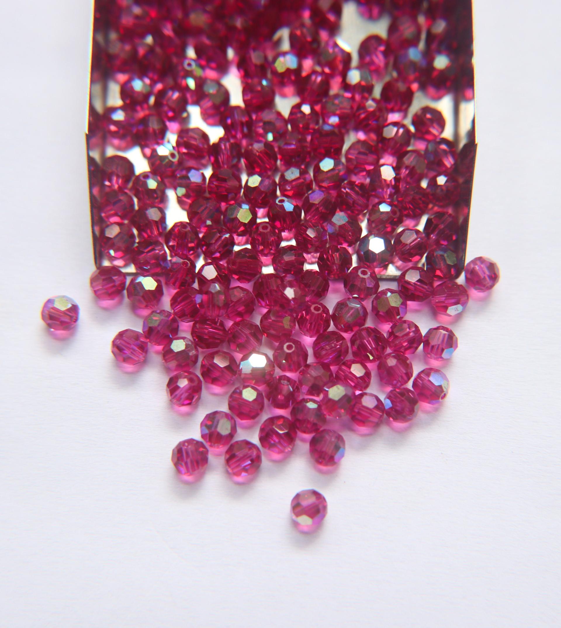 5mm Swarovski Elements Article 5000 Fuchsia Aurore Boreale Faceted Round Beads 6/12/36/172/44/288/720 Pieces