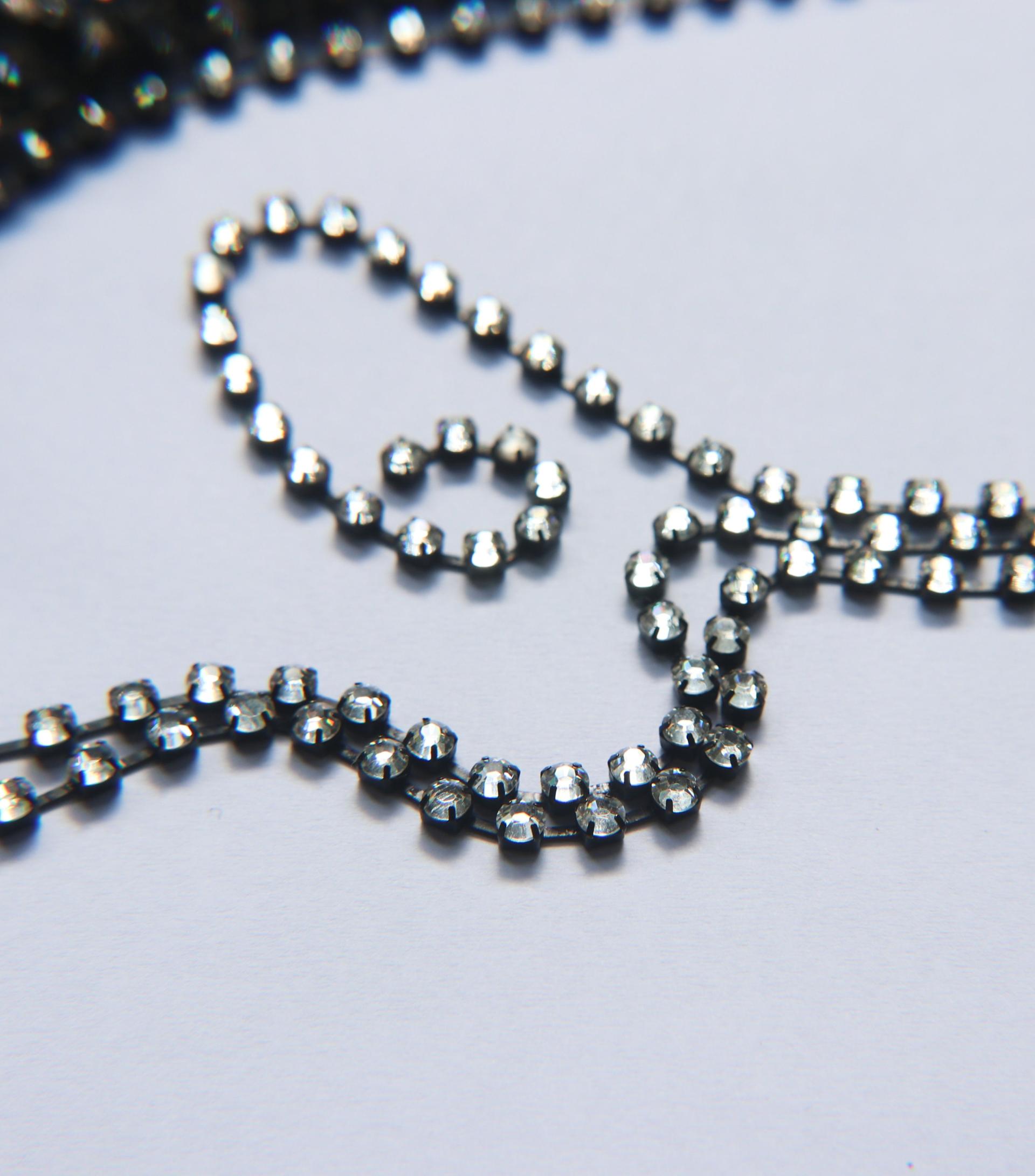 16ss Swarovski 2088 Chain Flat Back Crystal 4mm 0.5/1/2/5 Meters Vintage Black Settings Wedding Supplies|Jewelry Making