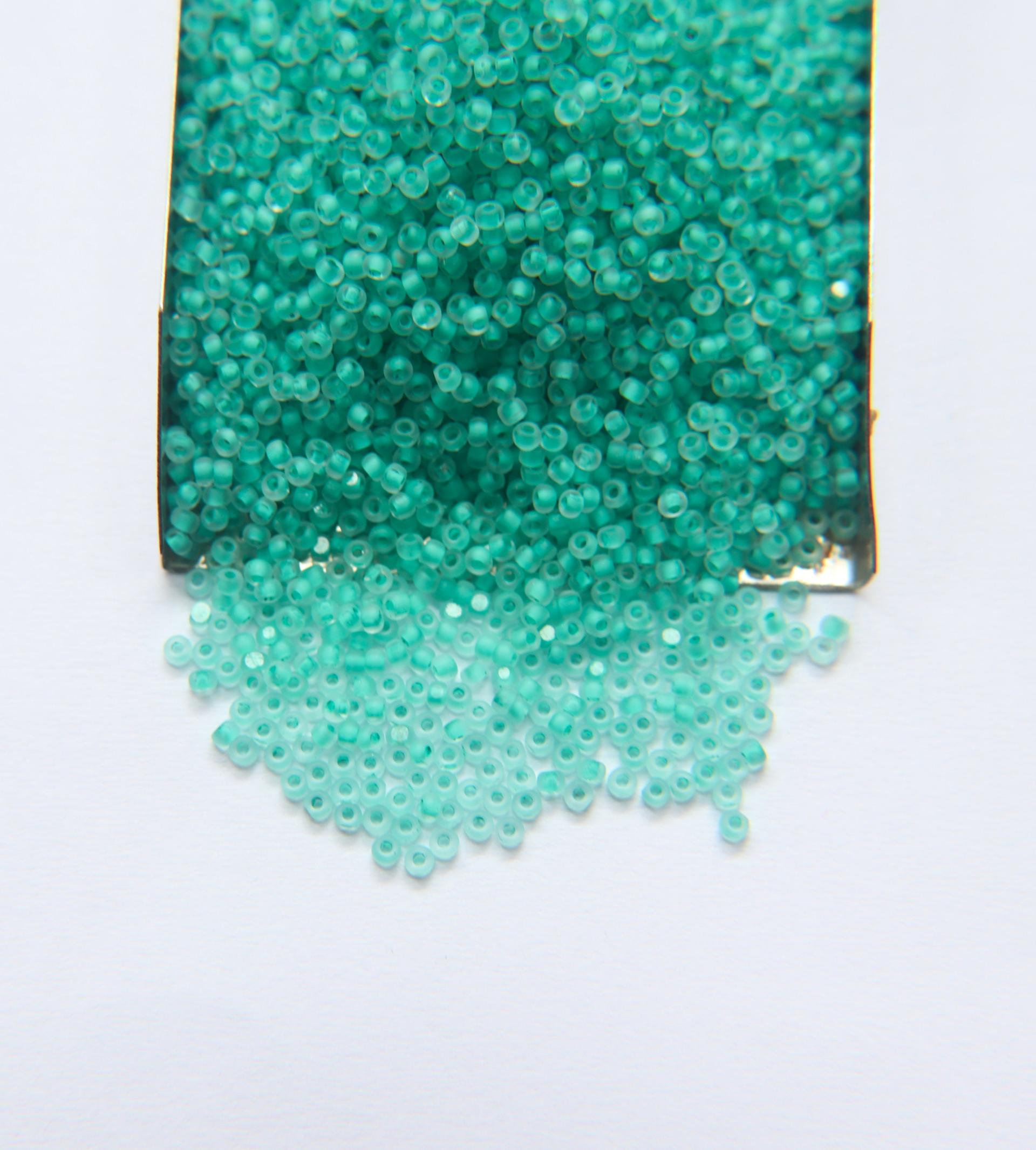 11/0 Charlotte Cut Beads Crystal Matt Mint Lined 10/20/50/250/500 Grams embroidery materials, jewelry making, native vintage beads